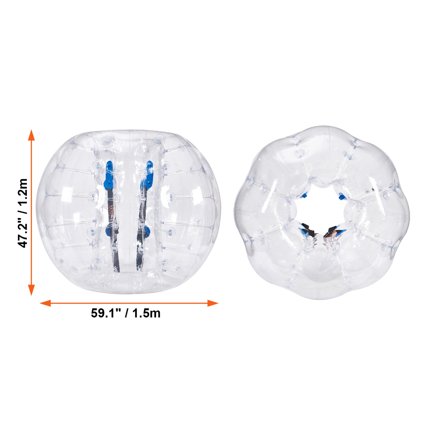 VEVOR 1-Pack Inflatable Bumper Ball, 5FT/1.5M Body Sumo Zorb Balls for Teen & Adult, 0.8mm PVC Human Hamster Bubble Balls for Team Play, Bumper