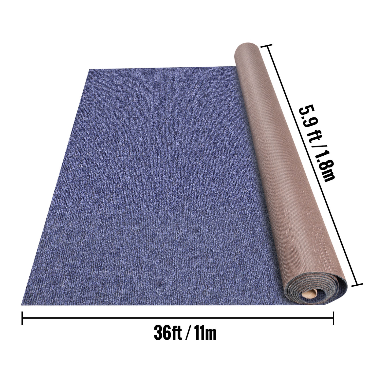 VEVOR 6 ft x 36 ft Deep Blue Marine Carpet Marine Grade Carpet for Boats with Waterproof Back Outdoor Rug for Patio Porch Deck Garage Outdoor Area