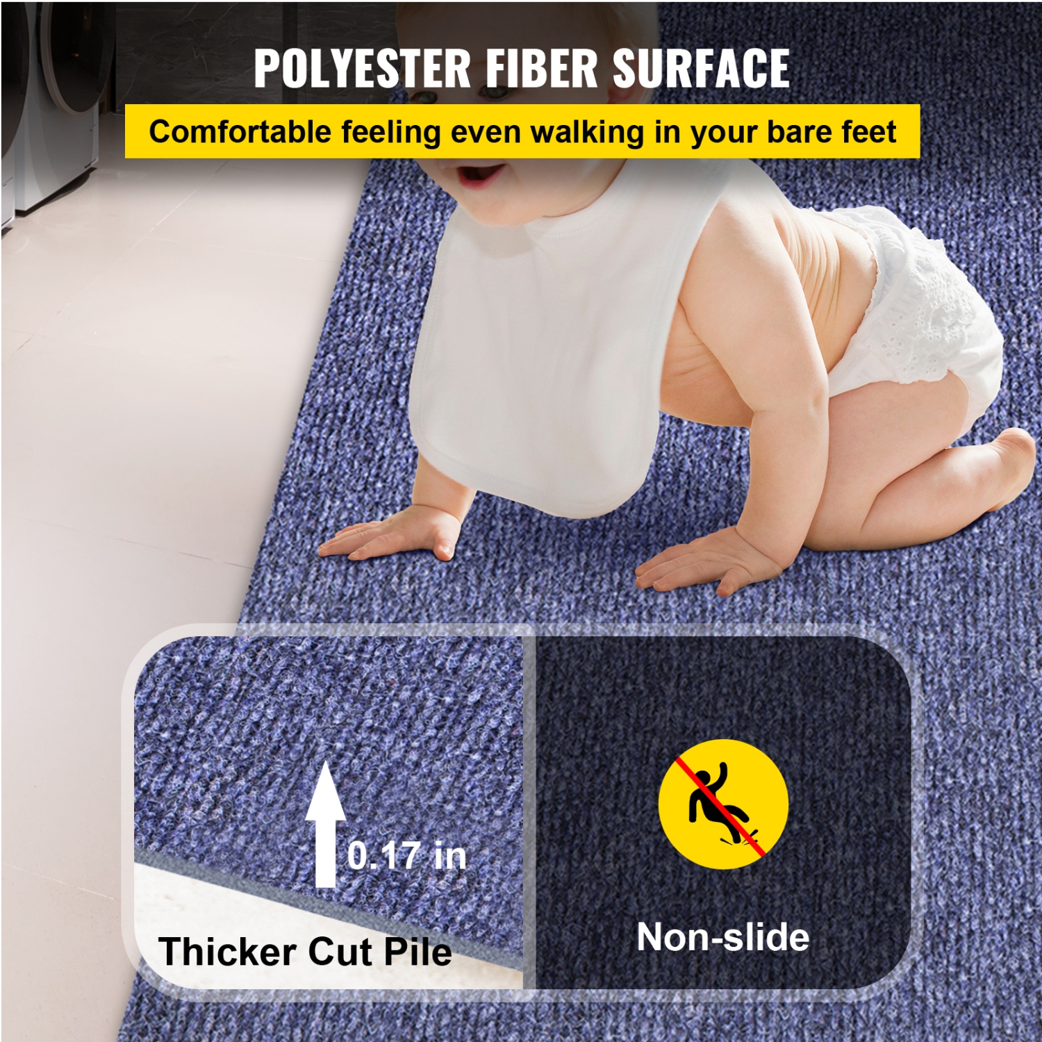 Tapis marin VEVOR 6&nbsp;pi x 49.2&nbsp;pi Tapis marin pour bateaux avec dos étanche Tapis d'extérieur pour terrasse de patio Garage Tapis