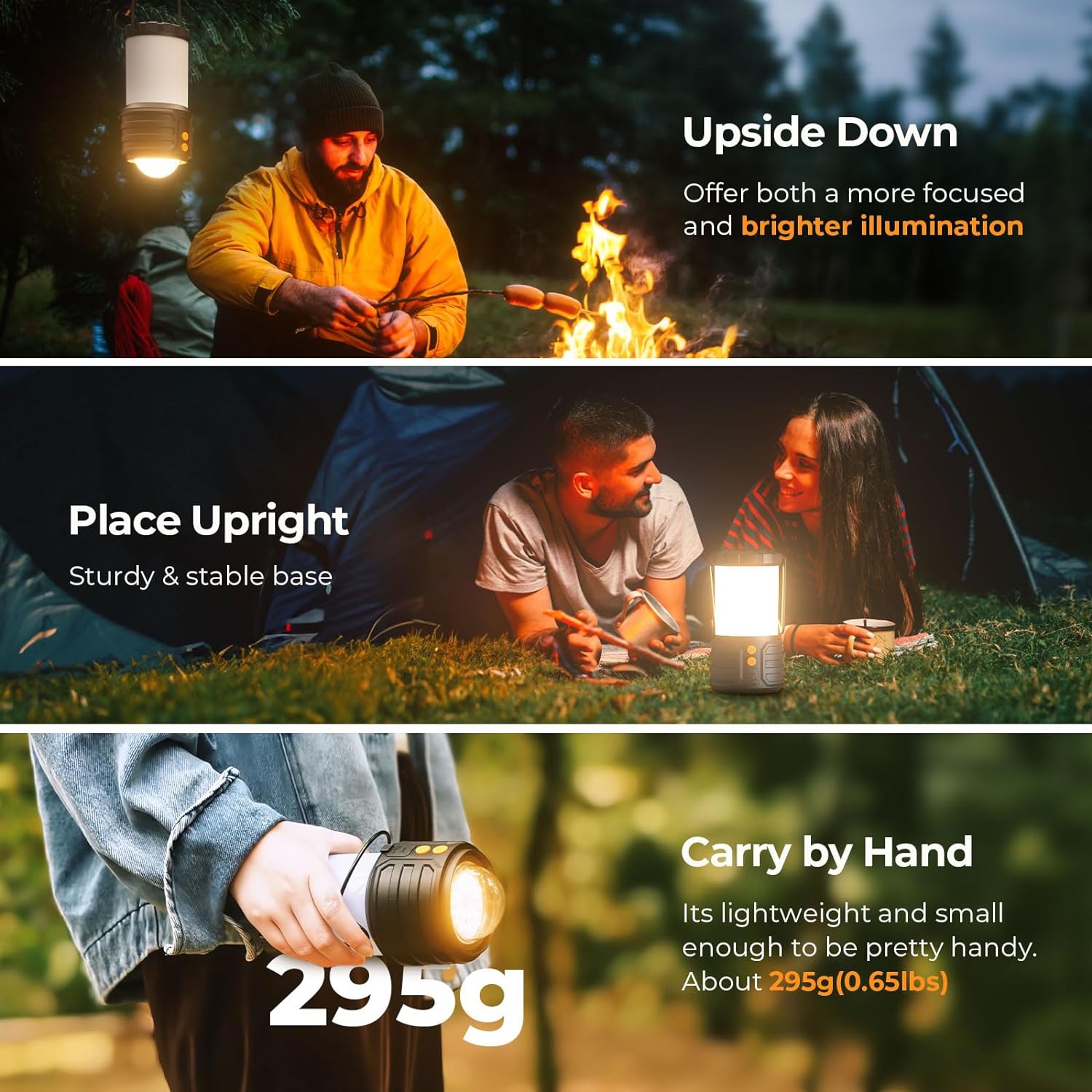 Led Camping Lantern, 5000mAh Rechargeable Battery Emergency Lights for Power Outages, IPX4 Waterproof Portable Flashlight Camping Tent Light for