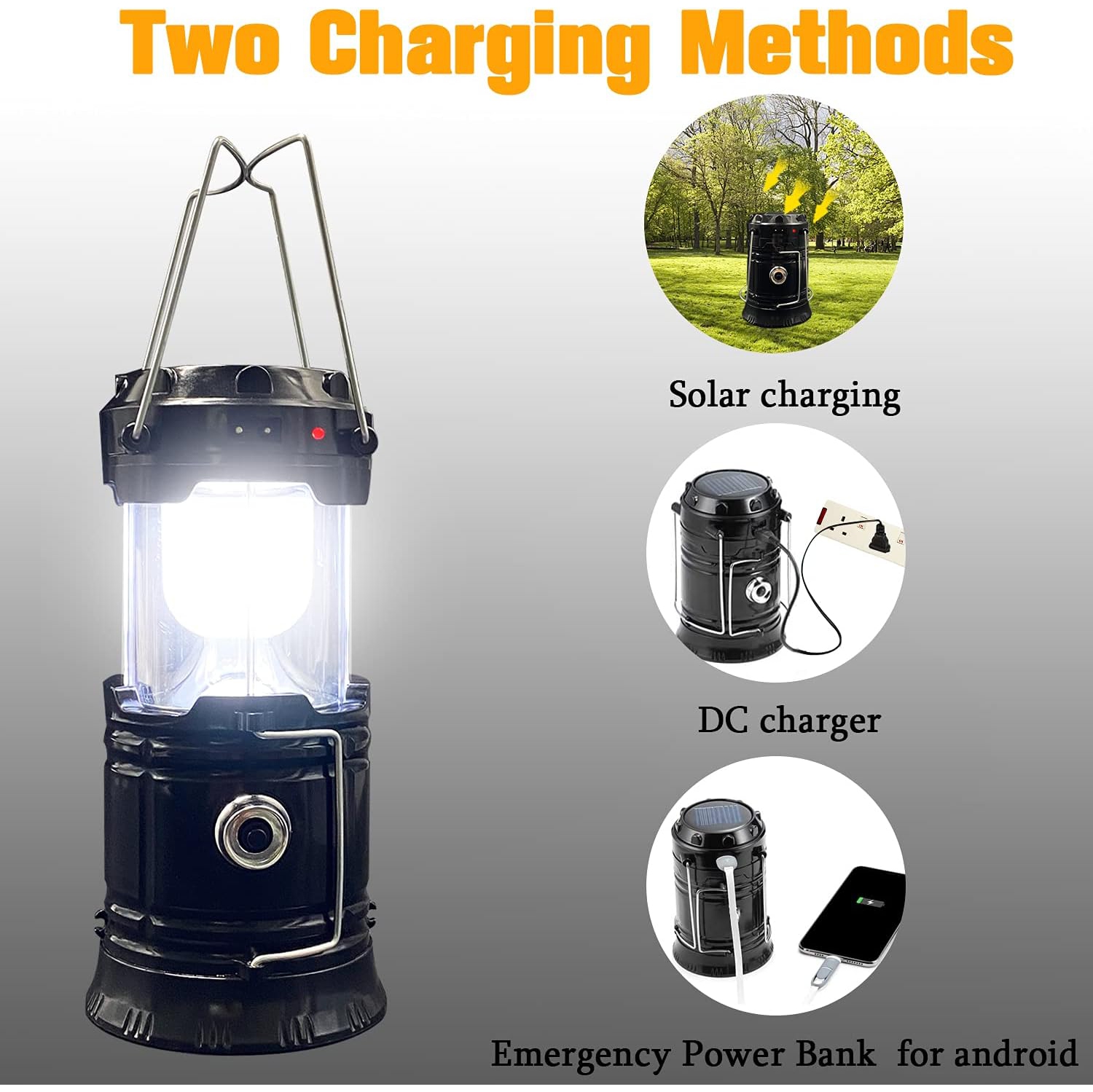 Lanterne de camping portative LED légère étanche solaire LED lampe de poche rechargeable USB pour éclairage d'urgence intérieur extérieur Randonnée à