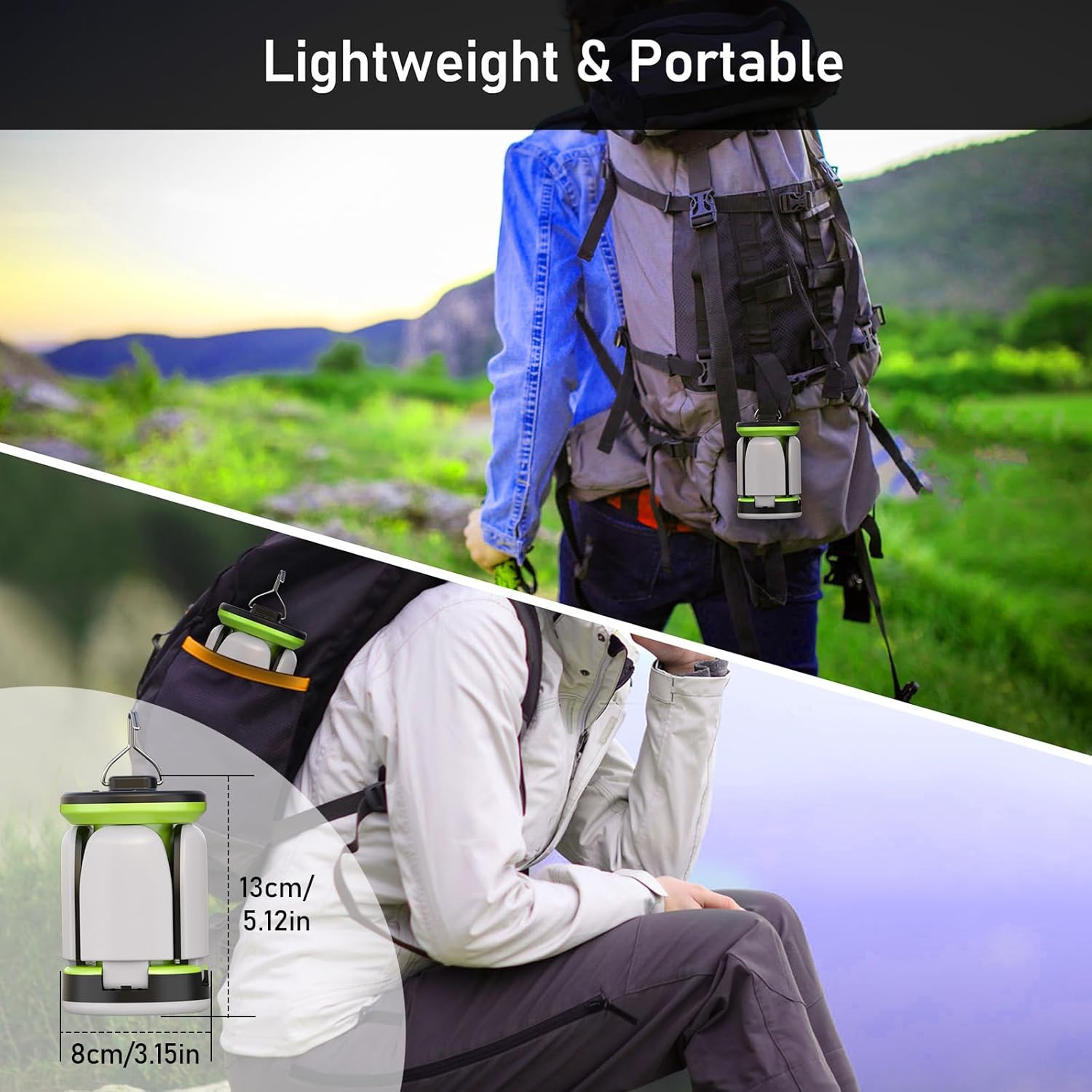 Camping Lantern White Light Rechargeable, Camping Lights Lamp-7 Light Modes 60 LED Ultra Bright LED Tent Light 10+ Hrs Runtime for Camping, Fishing,