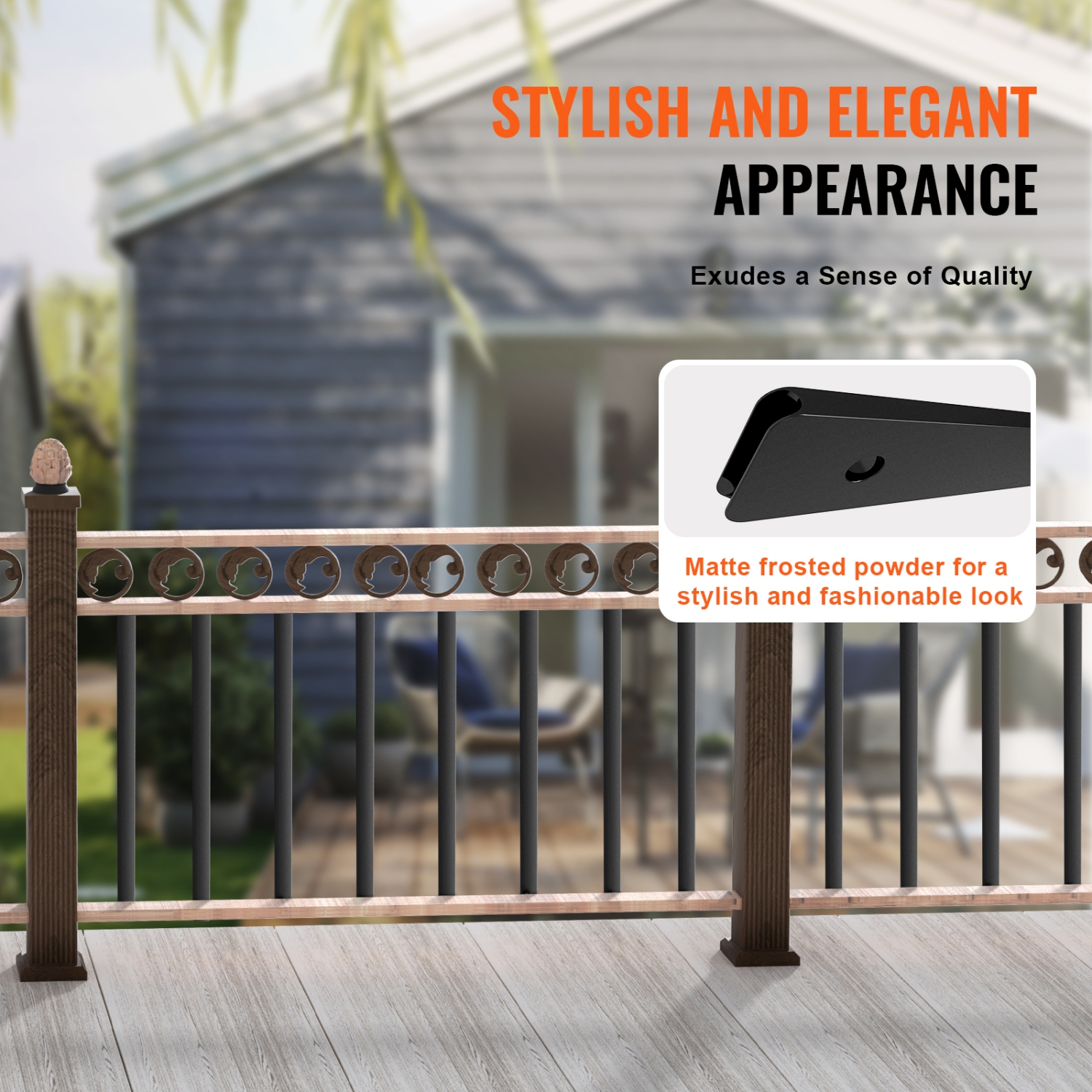 Balances en métal pour escalier plat de 38 x 1&nbsp;po VEVOR, barreaux décoratifs en alliage d'aluminium, ensemble de 72 baladeuses avec vis,