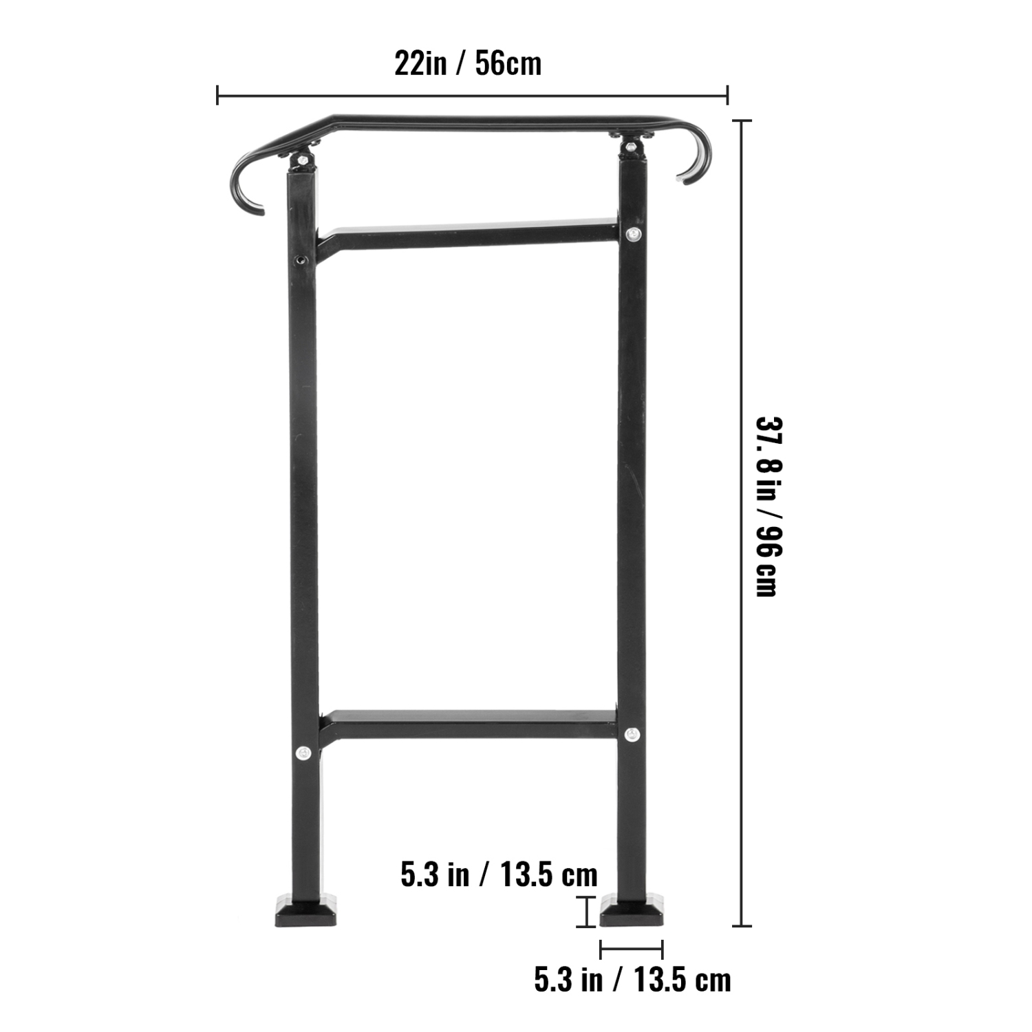 Rampe d'escalier d'extérieur VEVOR, rampe en fer forgé à 1 ou 2 marches, rampes à main réglables pour porche avant, rampe de transition noire pour