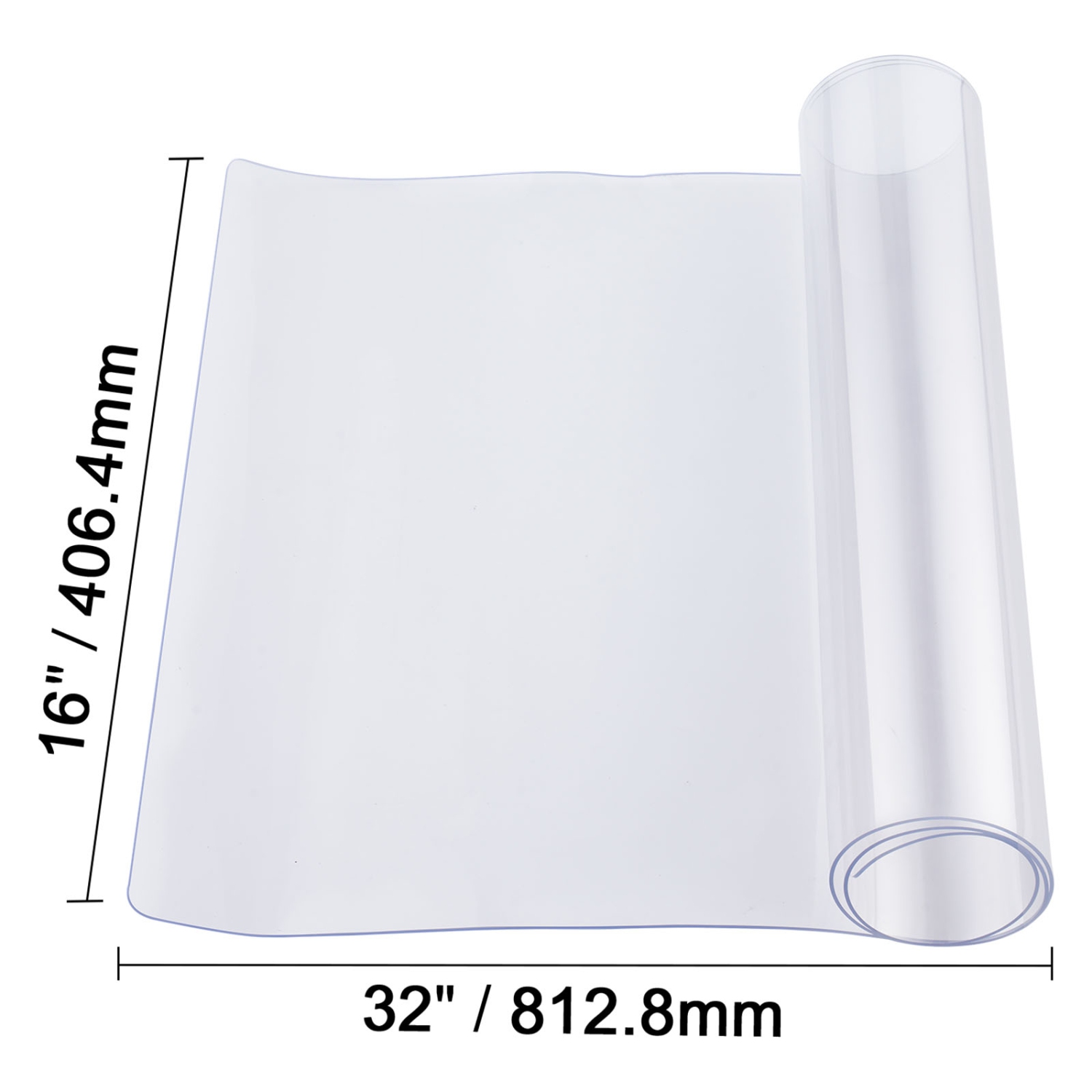 VEVOR 16 x 32 Inch Plastic Table Cover, 1.5 mm Thick Clear Table Protector, Rectangle PVC Desk Mat, Waterproof & Easy Cleaning Desk Pad Tablecloth,