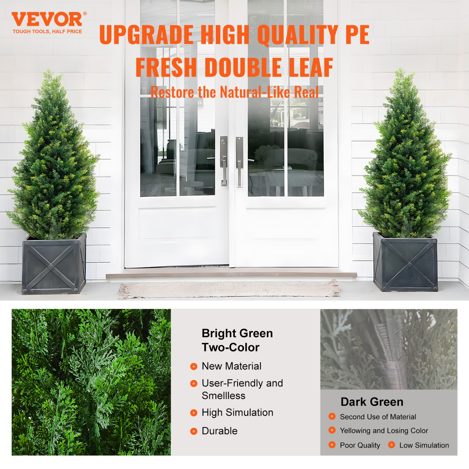 VEVOR 36 inch Artificial Cedar Topiary Tree, 2 Pieces, with Extra Leaves & Pot Faux Evergreen Fake Pine Cypress Trees Plant, UV Rated Artificial