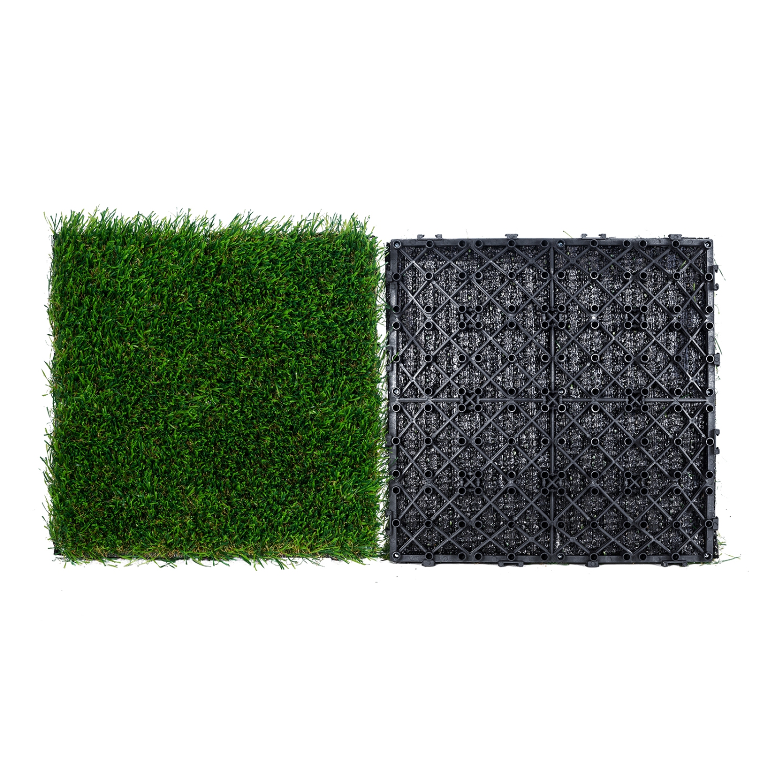 Ensemble de 18 tuiles de gazon imbriquées de 12 x 12&nbsp;po VEVOR, tapis de sol auto-égouttoir synthétique Fake Grass, pour entrée intérieure