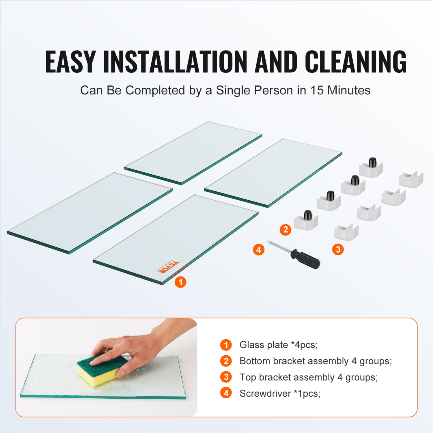 Pare-vent pour foyer au gaz VEVOR 19 x 19 x 7.5&nbsp;po pour table à foyer carrée, pare-vent trempé transparent pour foyers, écran en verre carré