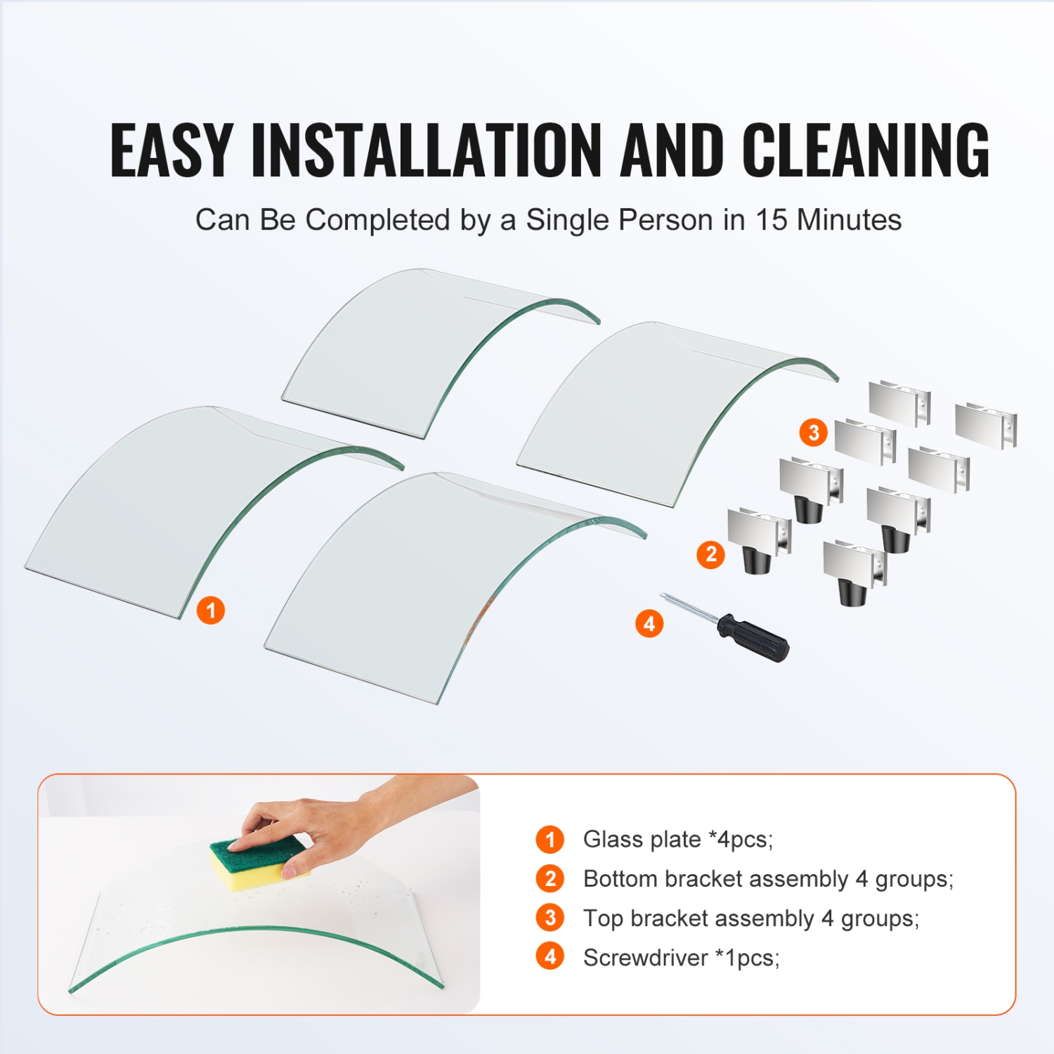 Pare-vent de foyer VEVOR 29 x 8 po, écran rond en verre, accessoire de table à foyer de 0,24 po d'épaisseur, pare-flammes en verre trempé