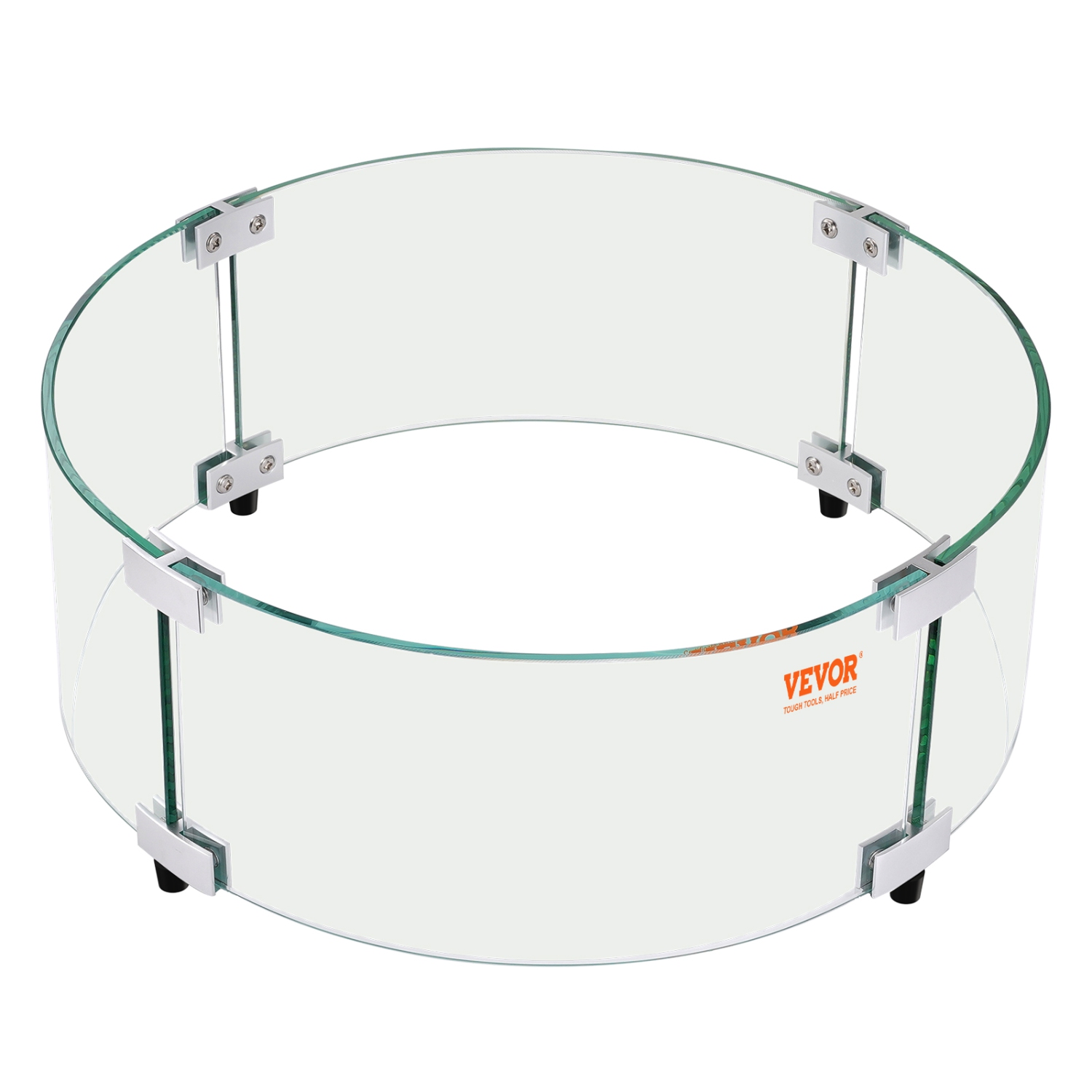 Pare-vent de foyer VEVOR 29 x 8 po, écran rond en verre, accessoire de table à foyer de 0,24 po d'épaisseur, pare-flammes en verre trempé