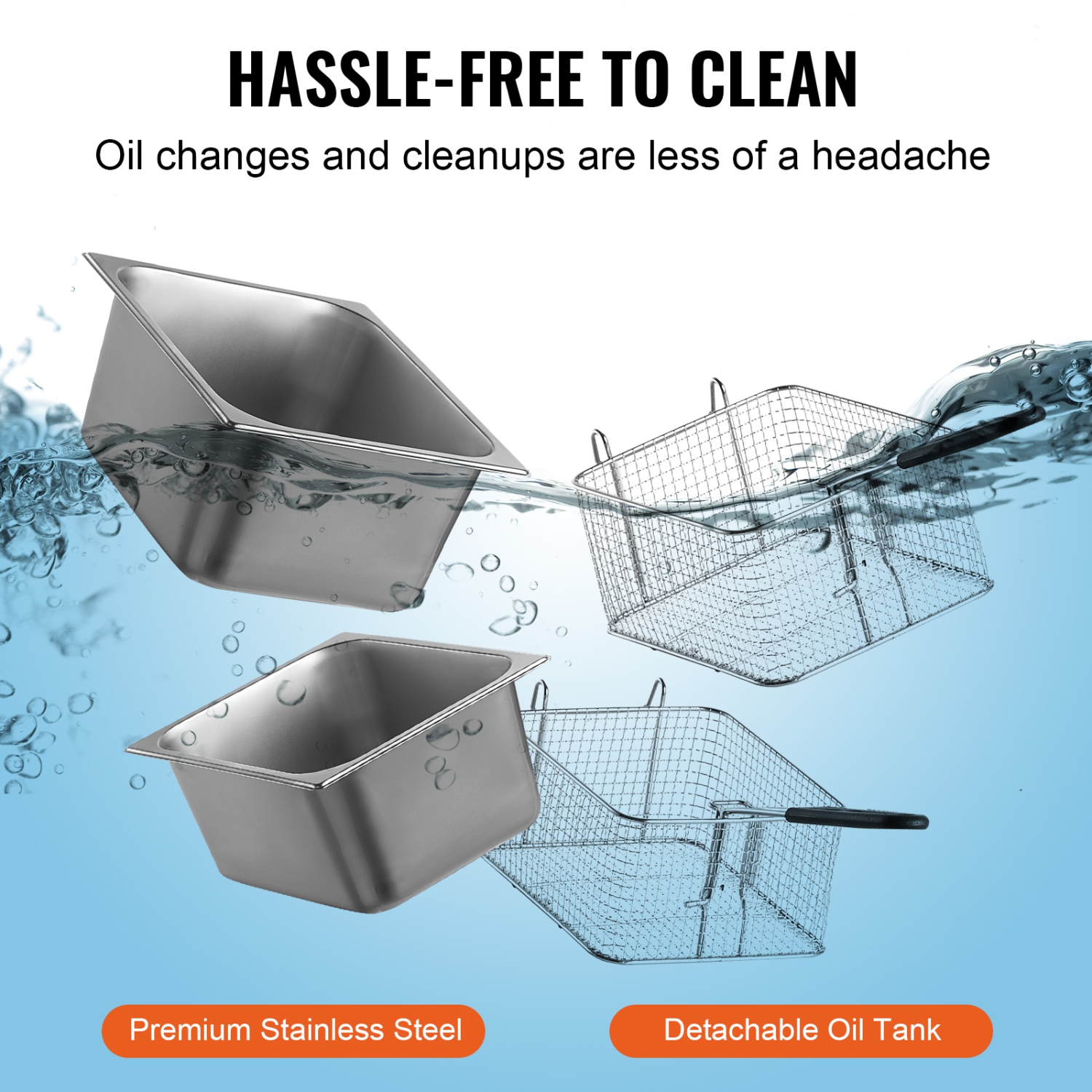 VEVOR 2 x 9.1Qt/8.6L Commercial Deep Fryer, Dual Tank 3000W Electric Countertop Fryer with Basket, Double Stainless Steel Oil Fryer, with Temp