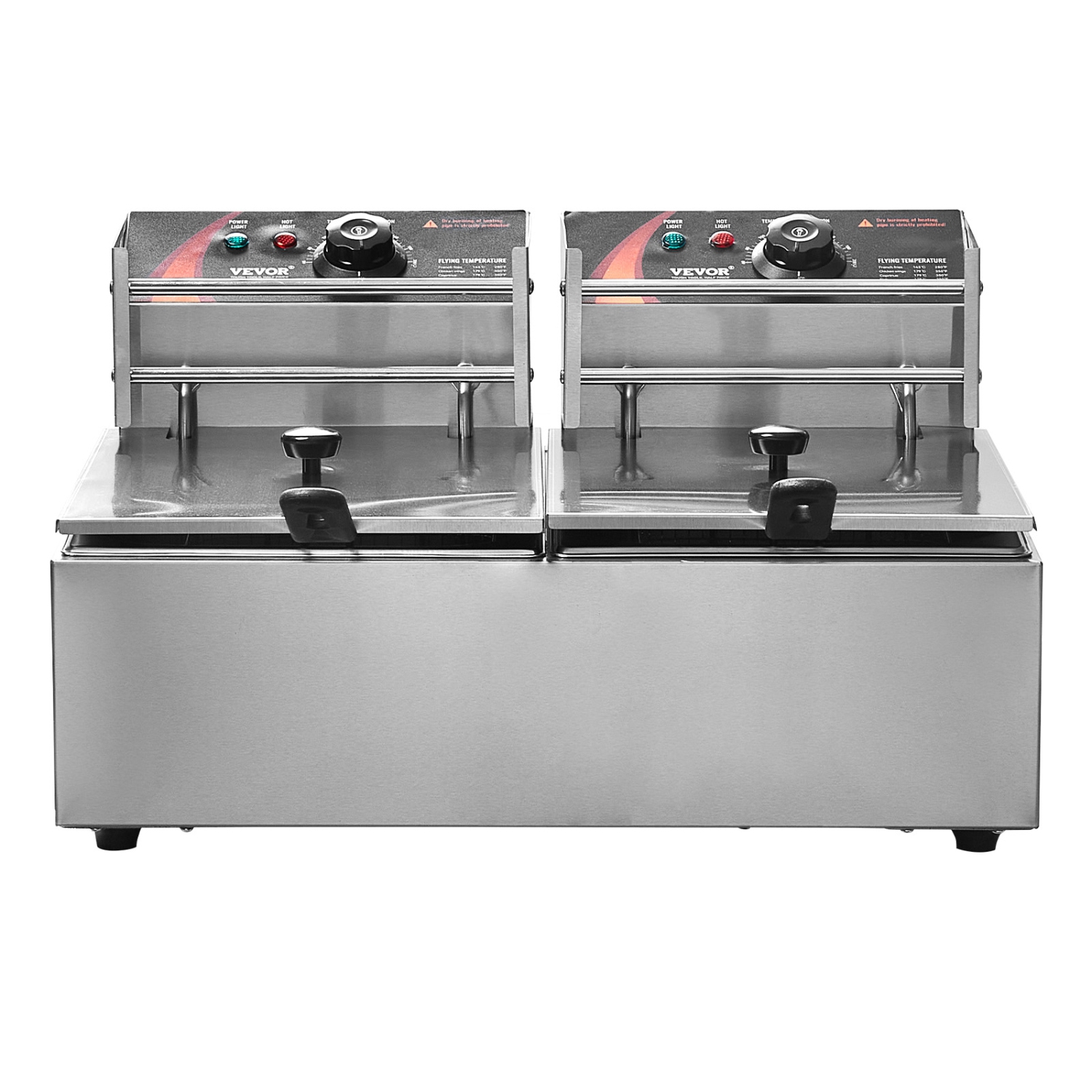 VEVOR 2 x 9.1Qt/8.6L Commercial Deep Fryer, Dual Tank 3000W Electric Countertop Fryer with Basket, Double Stainless Steel Oil Fryer, with Temp
