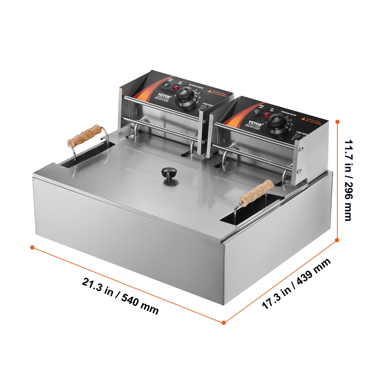 VEVOR 3000W Commercial Deep Fryer, Electric Turkey Fryer with 3 Removable Baskets, Large Capacity 18Qt / 17L Stainless Steel Countertop Single Oil