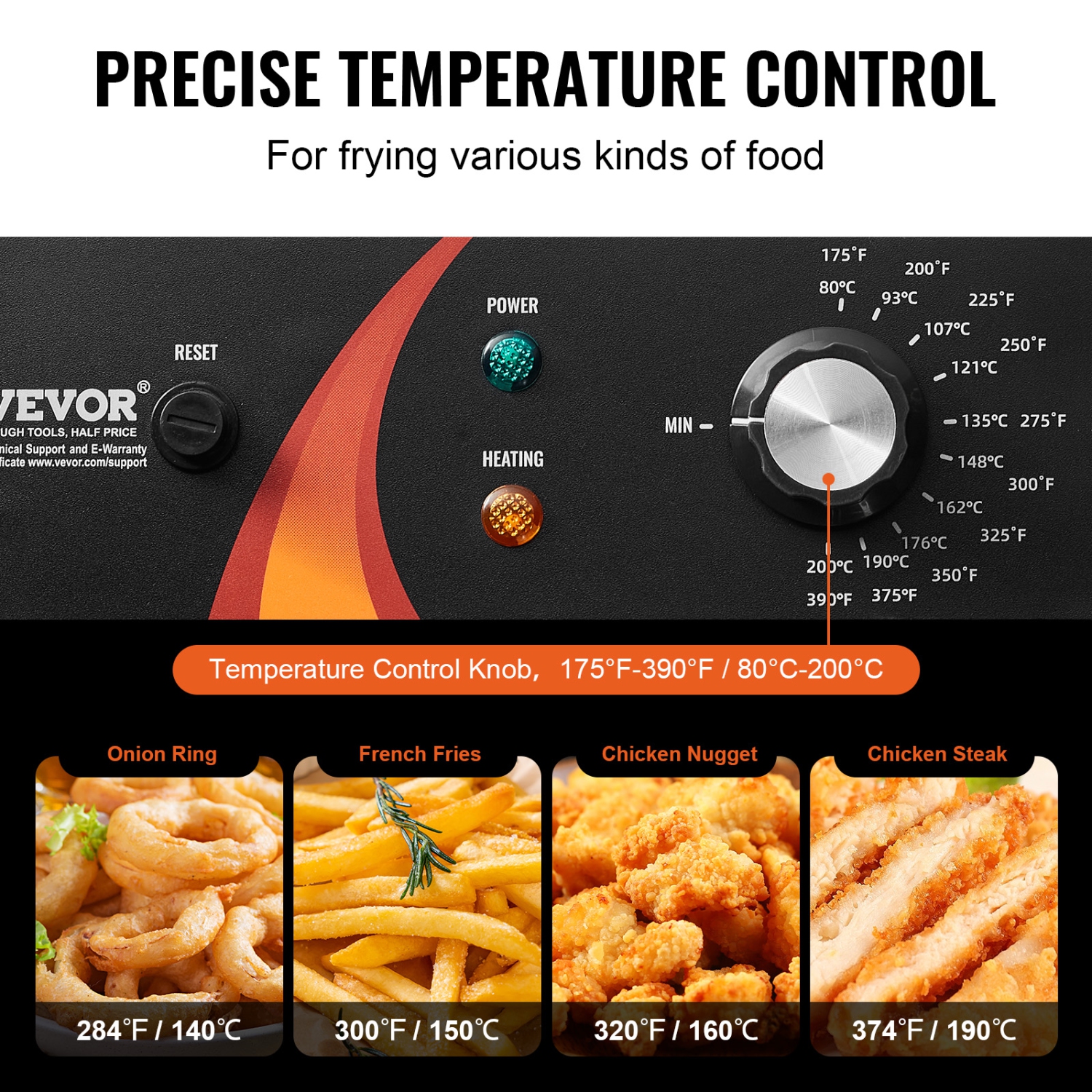 VEVOR 1750W Commercial Deep Fryer, Electric Countertop Fryer with Basket & Height-Adjustable Feet, 12Qt / 11.5L Stainless Steel Single Oil Fryer,