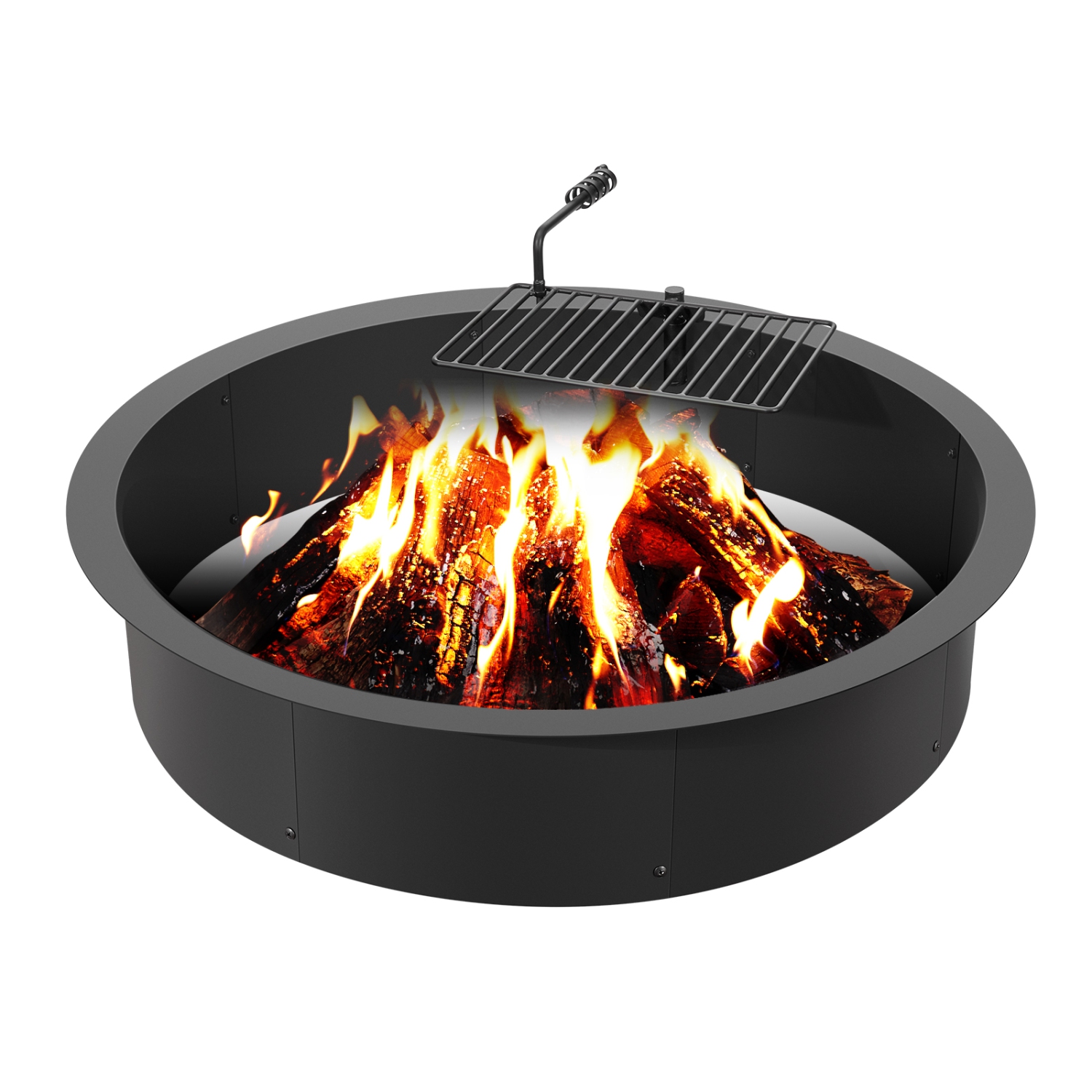 VEVOR 40-In Outer/36-In Inner Diameter, 8.5in Height, Fire Pit Ring, Fire Pit Insert with Barbecue Fire Ring, Carbon Steel Liner DIY Campfire Ring