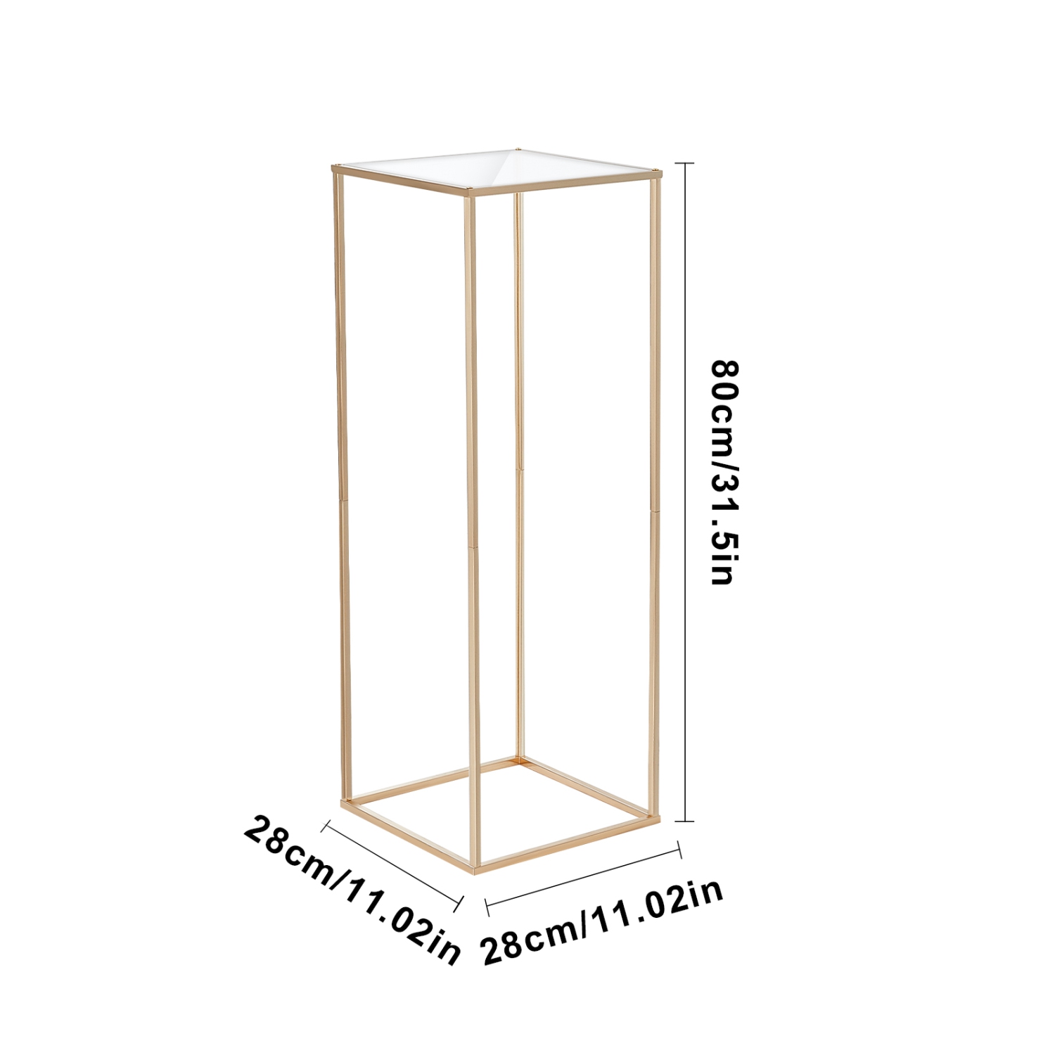 VEVOR 10PCS 31.5inch High Wedding Flower Stand, With Acrylic Laminate,Metal Vase Column Geometric Centerpiece Stands, Gold Rectangular Rack for