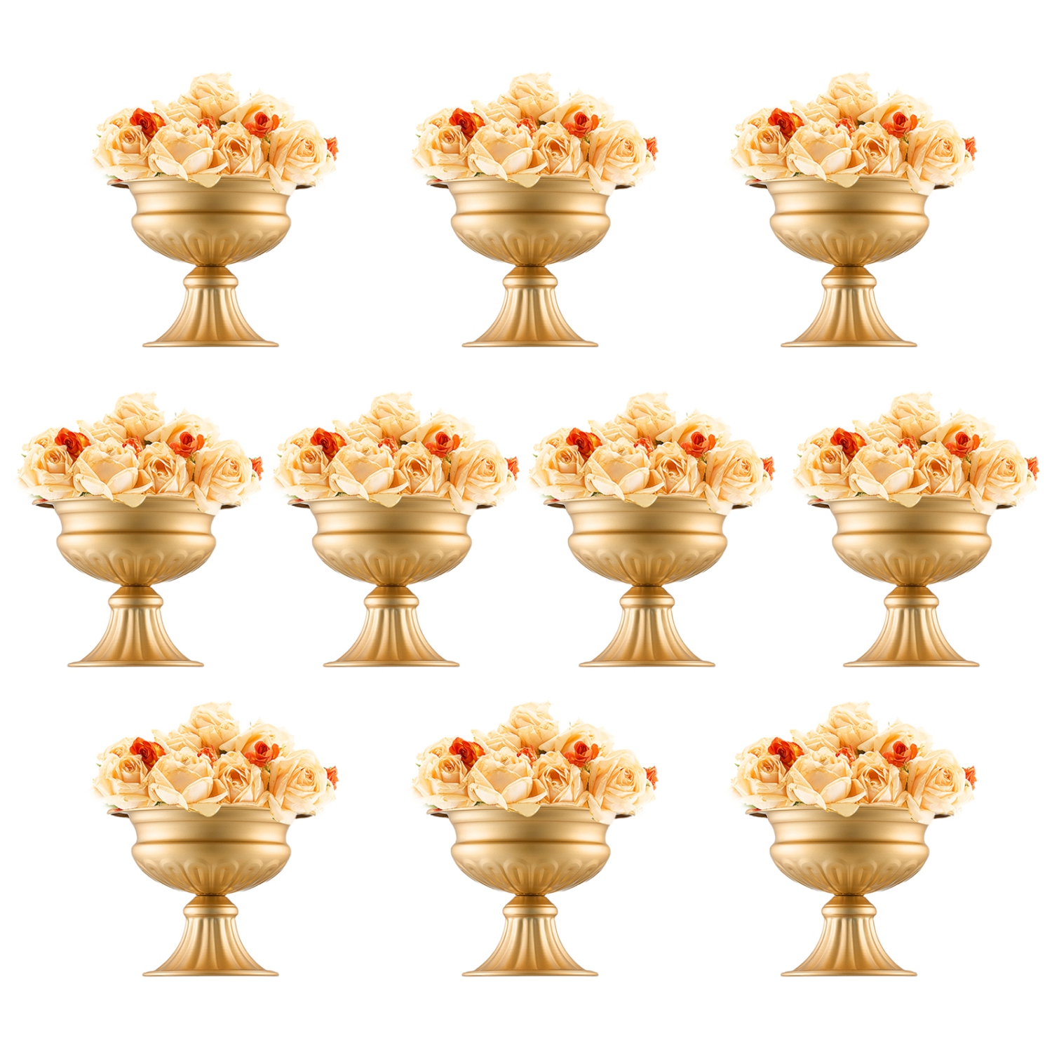 Vase de mariage 10PCS 16&nbsp;cm/6,3&nbsp;po de VEVOR, centre de table de mariage en métal, support de présentation floral doré pour tables Party de