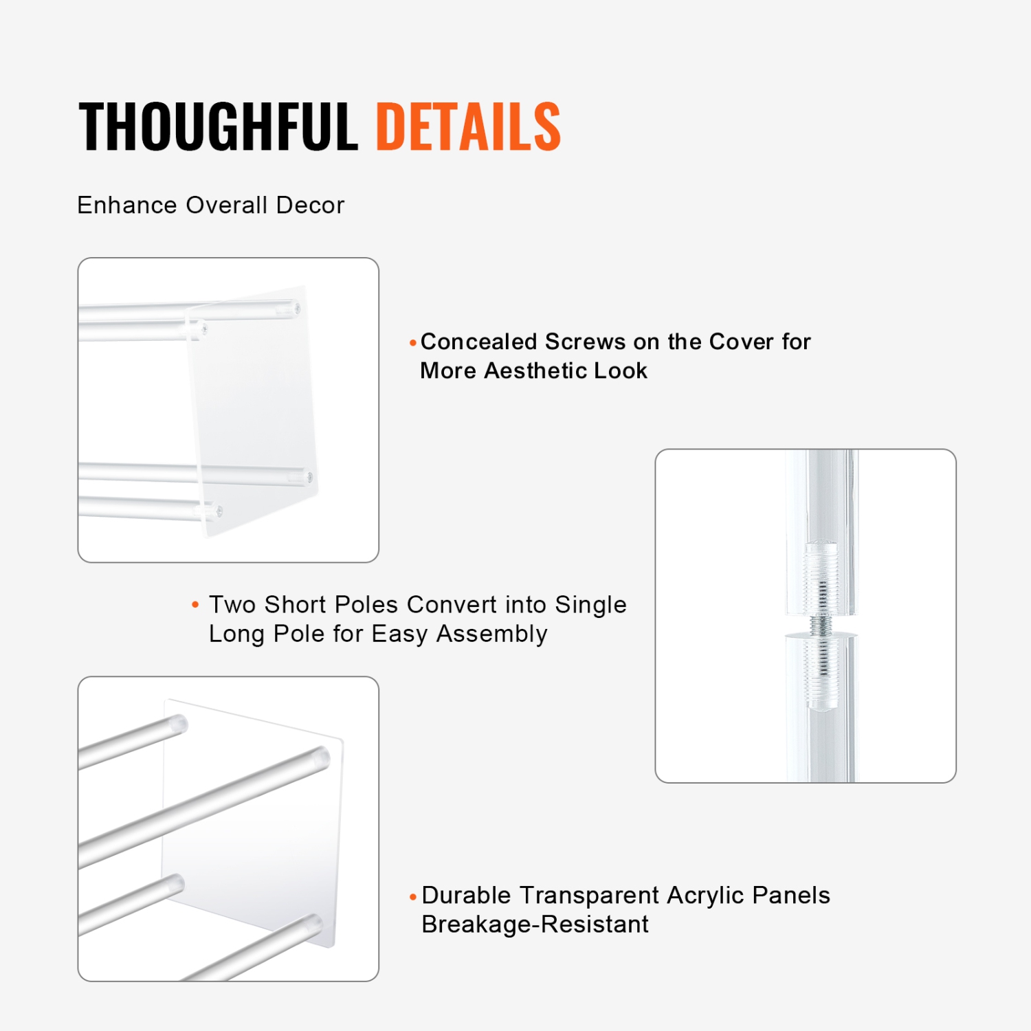 Support de fleurs de mariage haut VEVOR 10PCS 23,6&nbsp;po, avec stratifié acrylique, colonne de vase géométrique, support de table floral pour