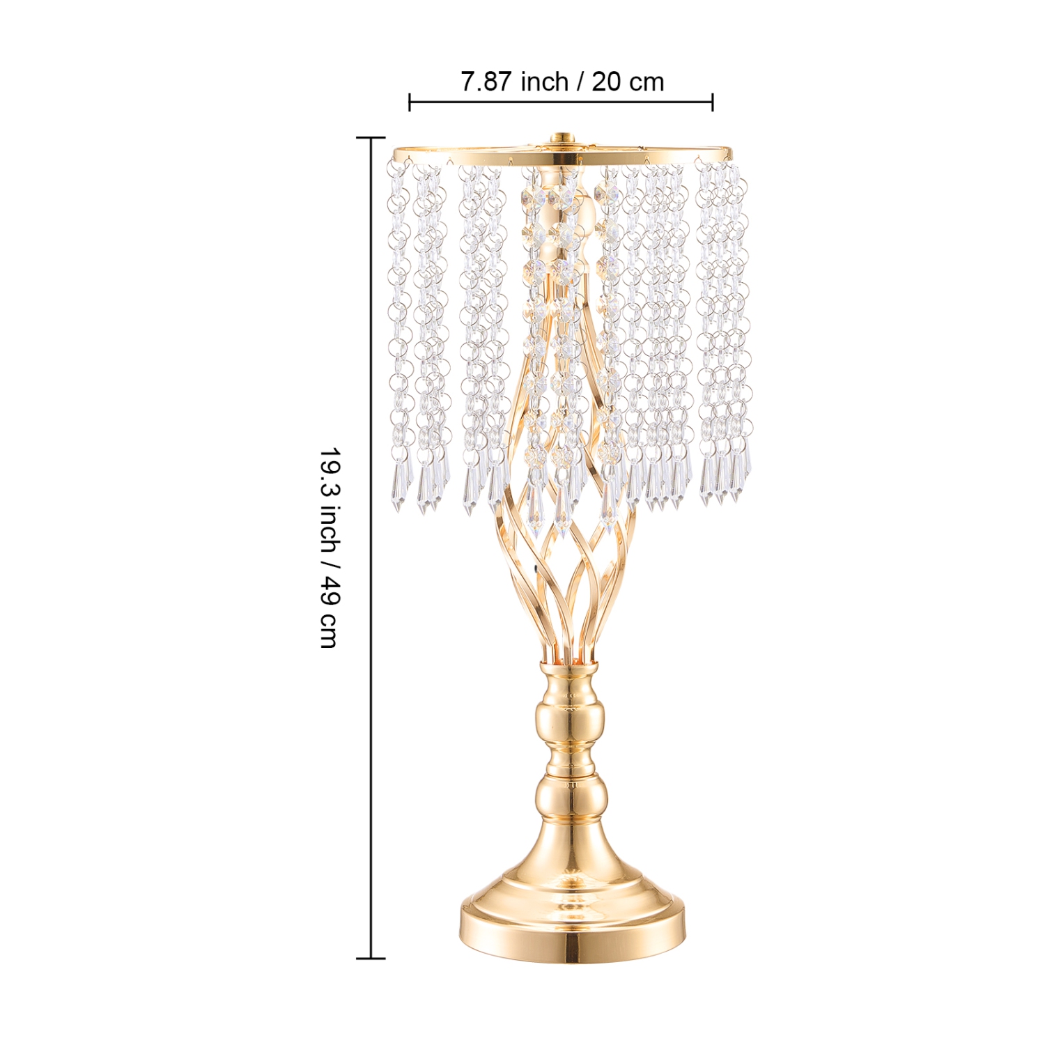 VEVOR 12PCS 49cm/19.3” Tall Crystal Wedding Flower Stand, Metal Wedding Centerpiece Vase, Gold Flower Holders Floral Display Rack for Tables Wedding