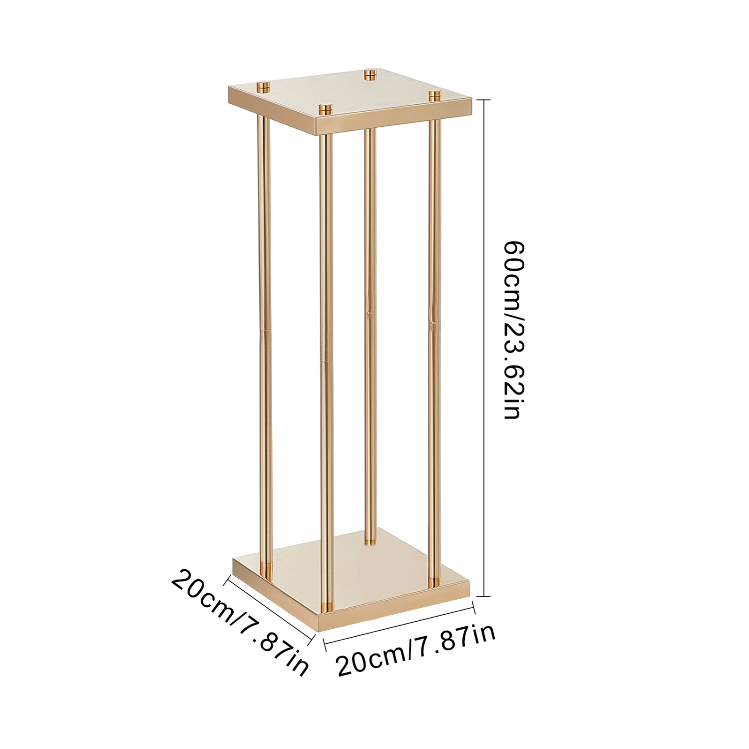 Colonne de fleurs en métal doré VEVOR 4PCS, enceinte 23,6&nbsp;po haute avec placage en métal, support de table géométrique pour vase, présentoir