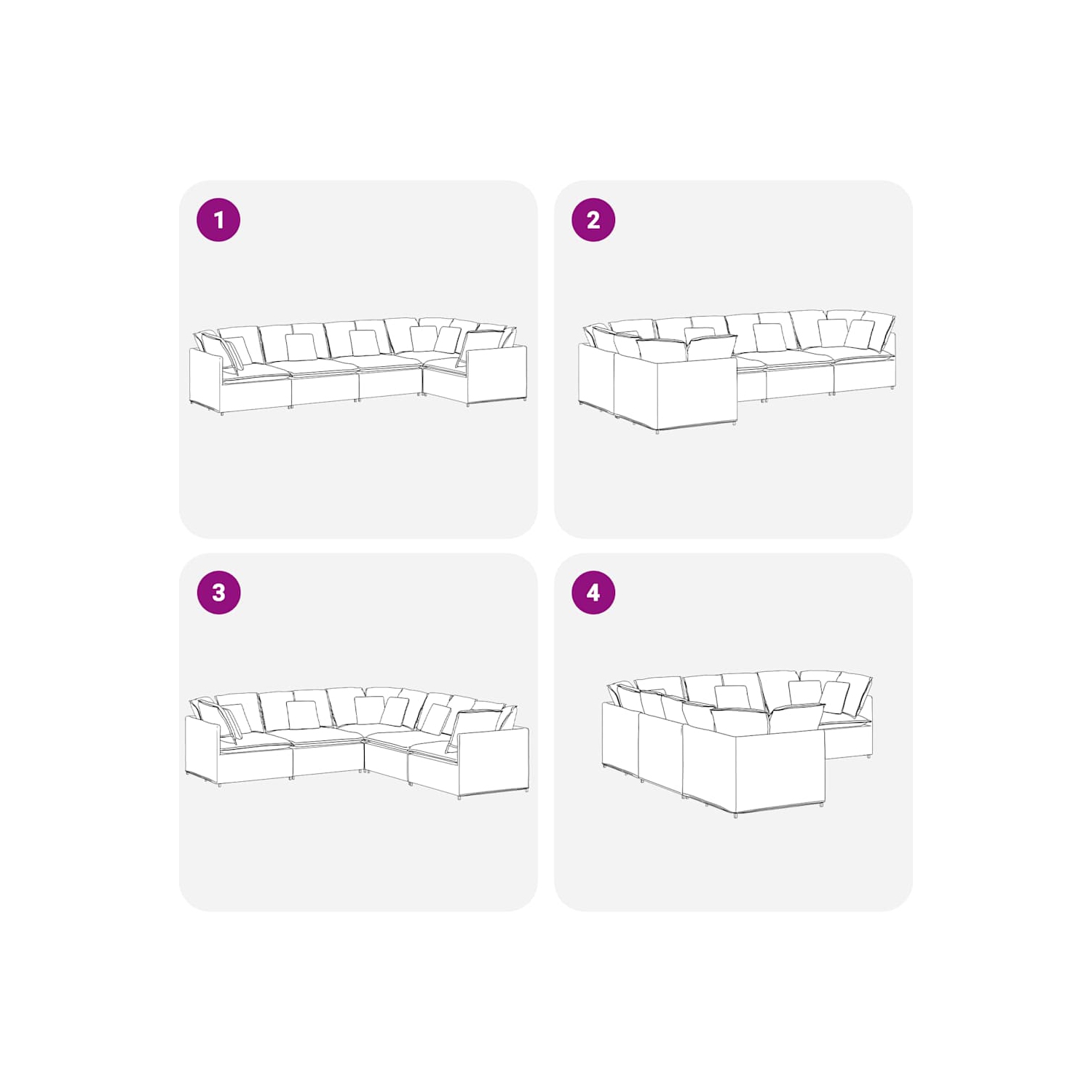 Canapé modulaire vidaXL avec coussins en velours gris foncé