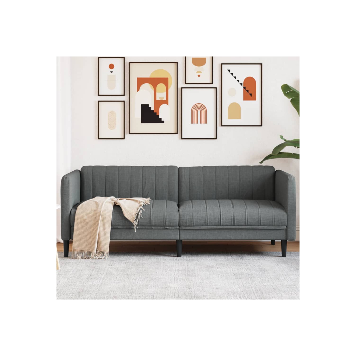 Sofa vidaXL 3 places en tissu gris foncé