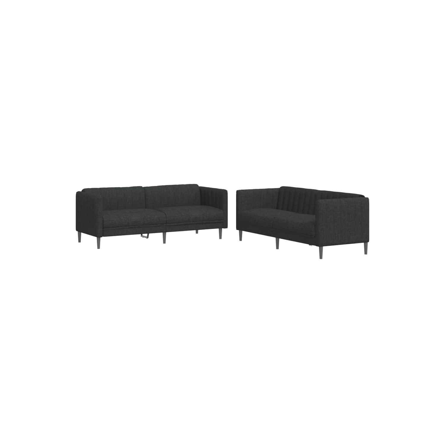 vidaXL 2 Piece Sofa Set Black Fabric