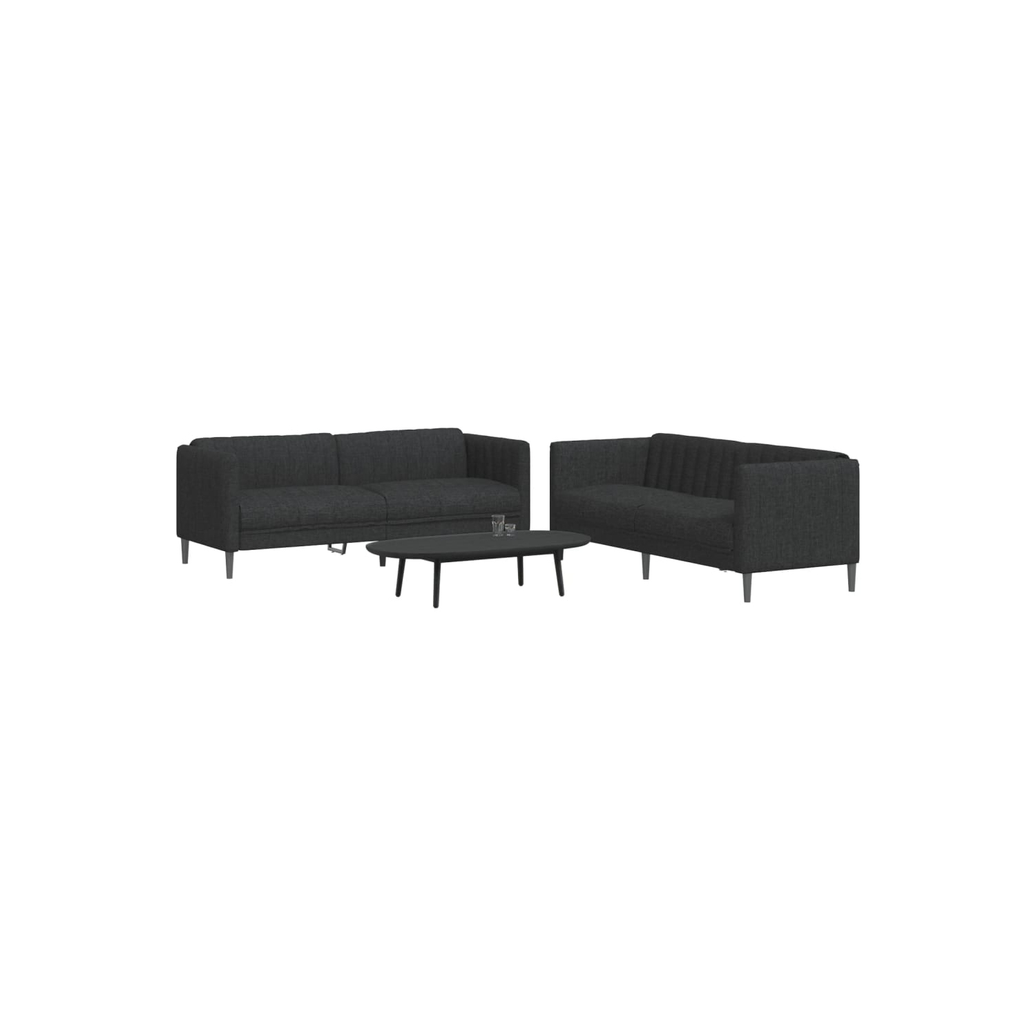 vidaXL 2 Piece Sofa Set Black Fabric