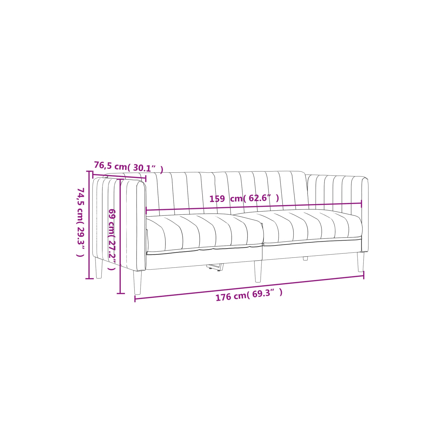 vidaXL 2 Piece Sofa Set Black Fabric