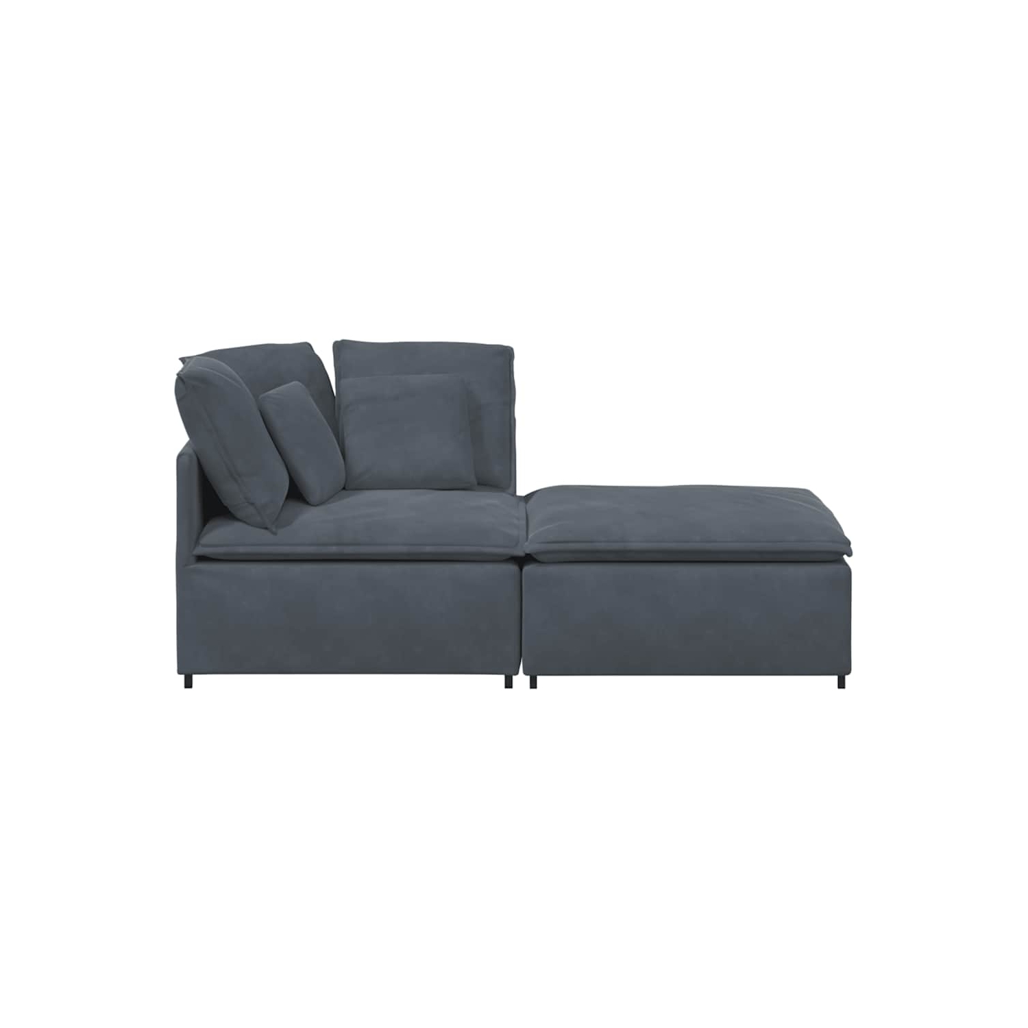 vidaXL Modular Sofa with Footstool&Cushions Velvet Dark Grey