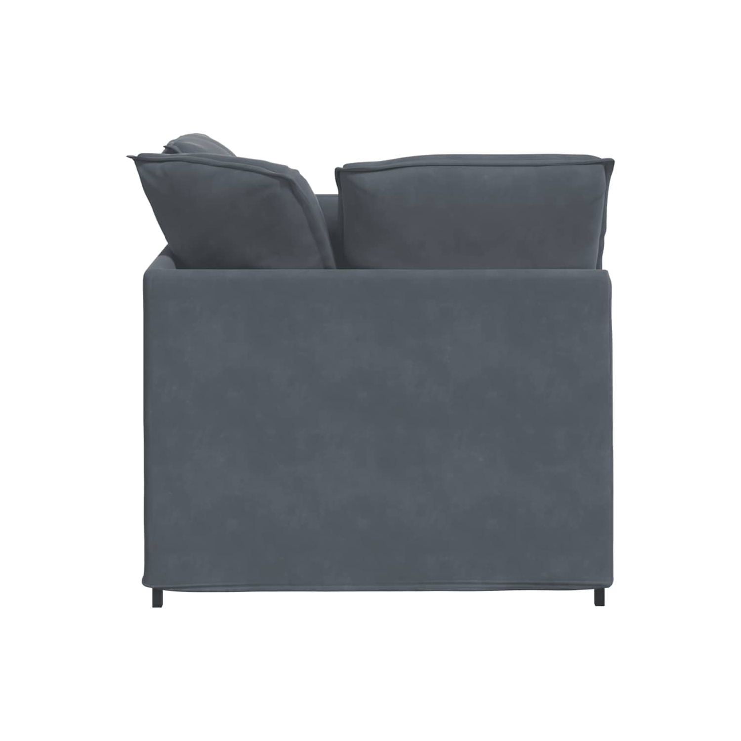 vidaXL Modular Sofa with Footstool&Cushions Velvet Dark Grey