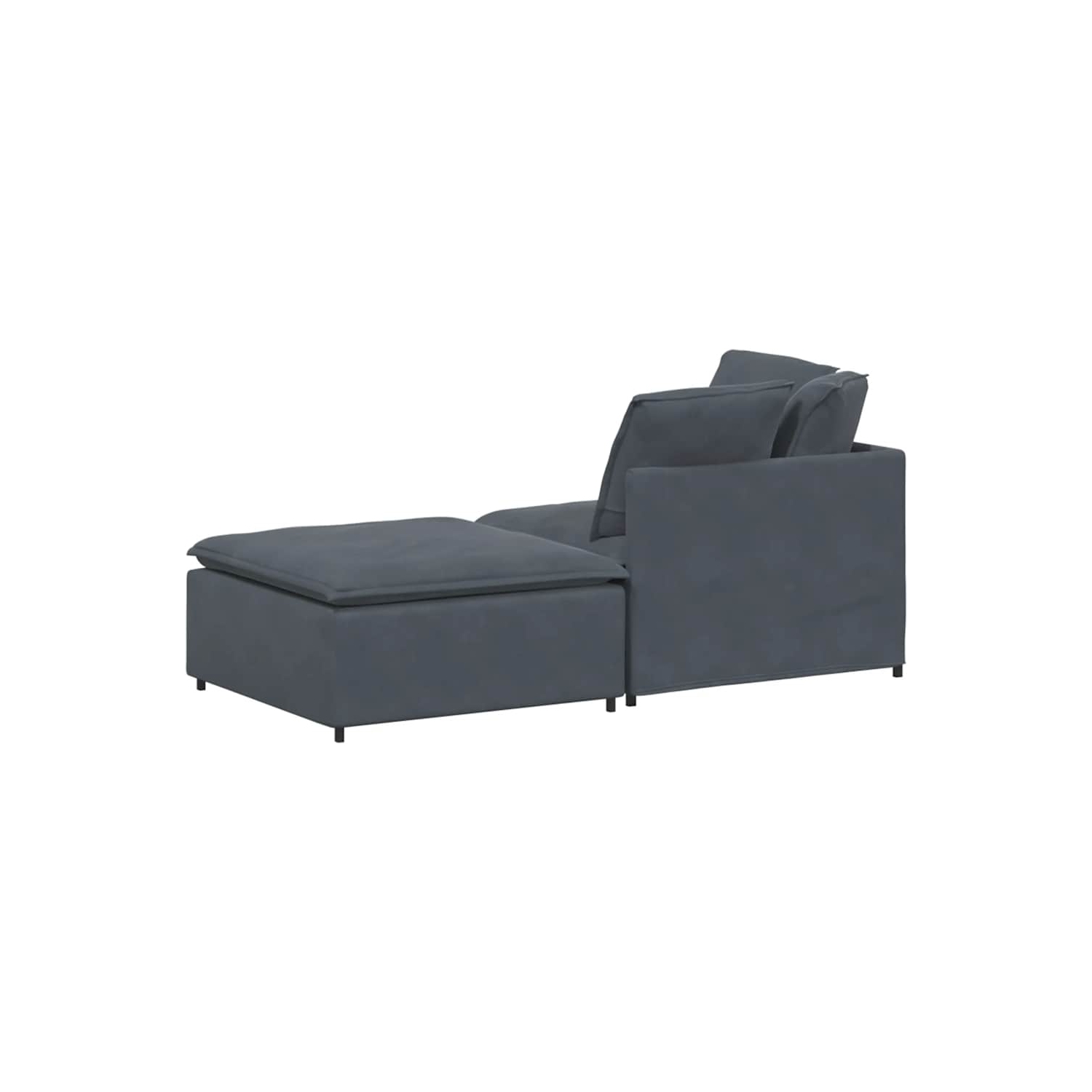 vidaXL Modular Sofa with Footstool&Cushions Velvet Dark Grey