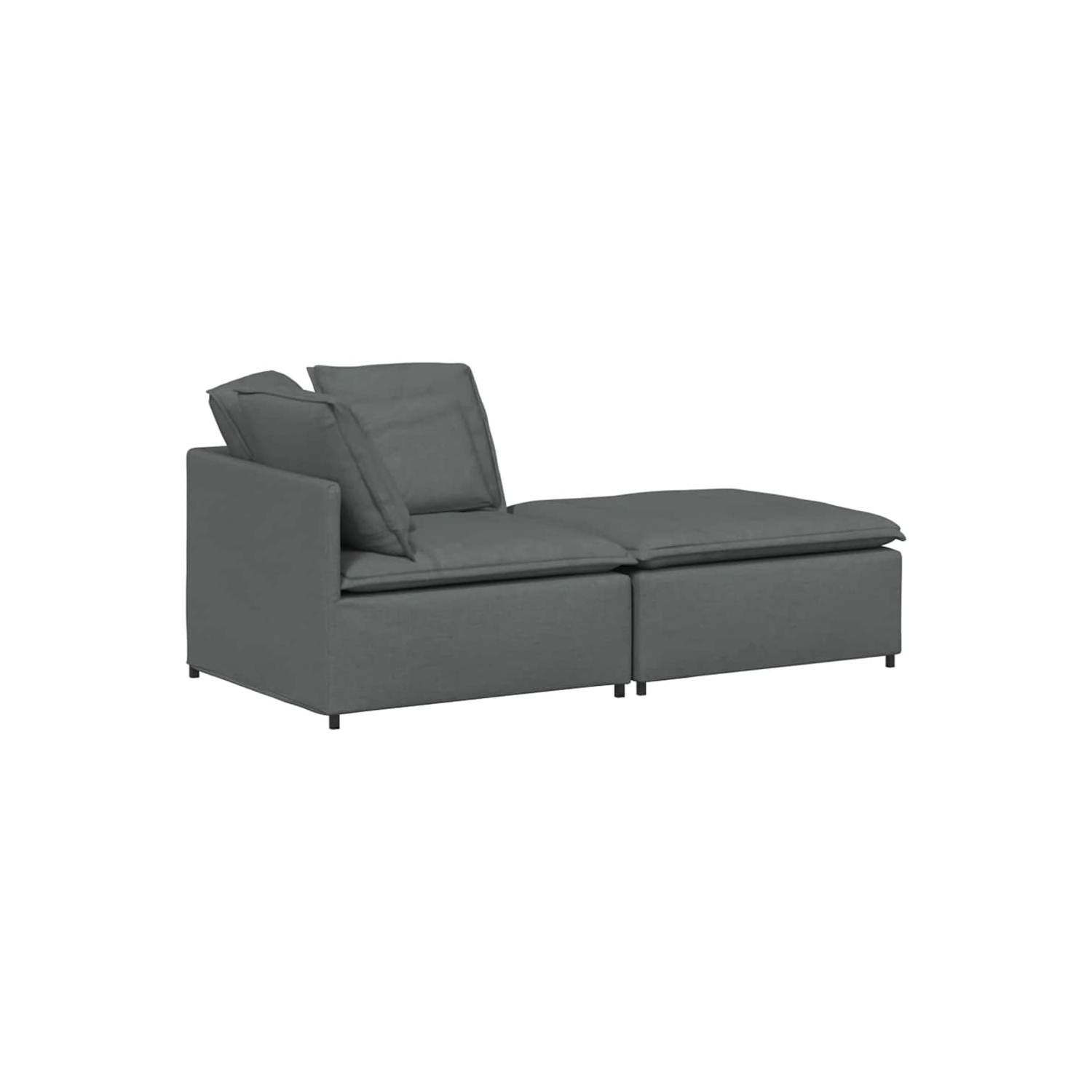 vidaXL Modular Sofa with Footstool&Cushions Fabric Dark Grey