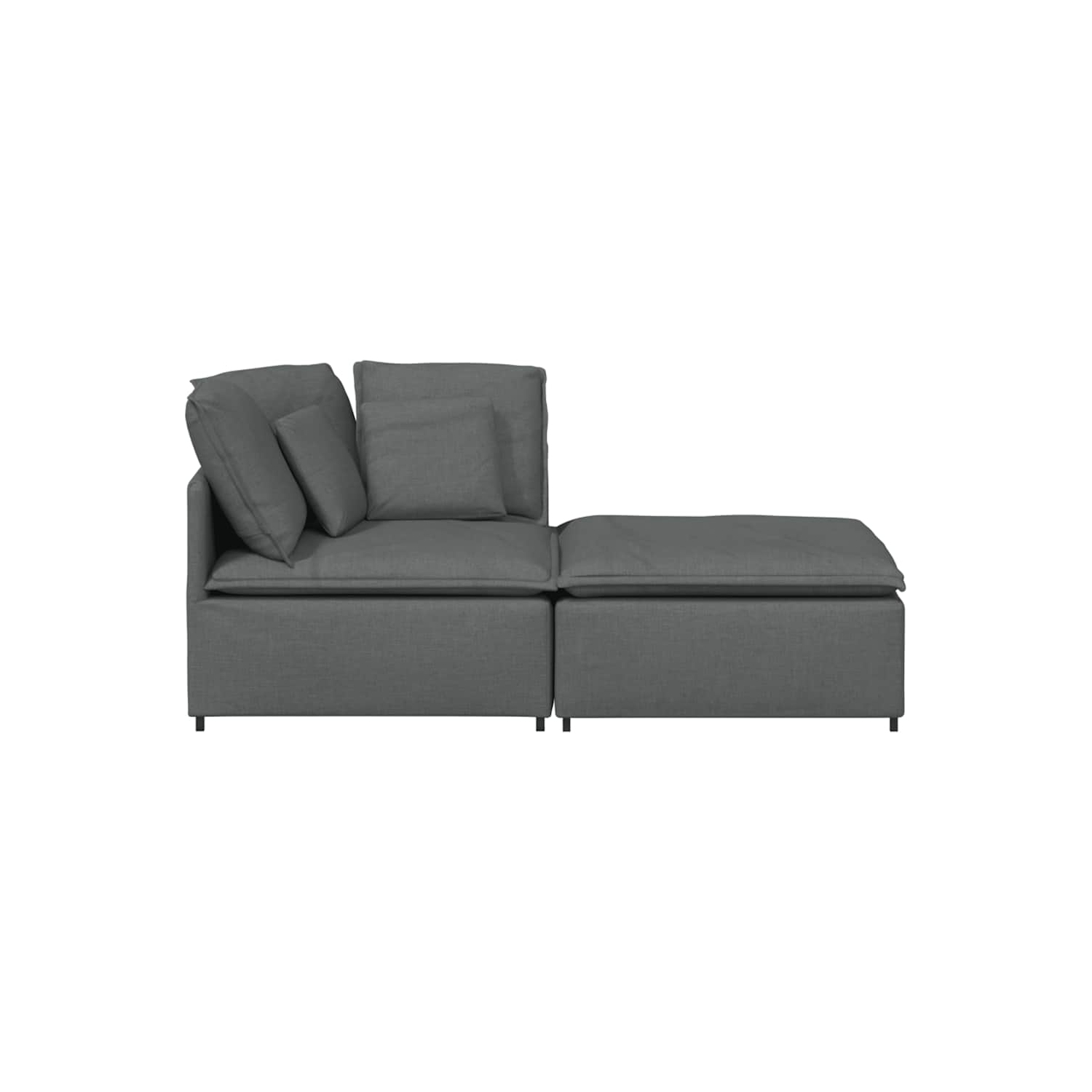 vidaXL Modular Sofa with Footstool&Cushions Fabric Dark Grey