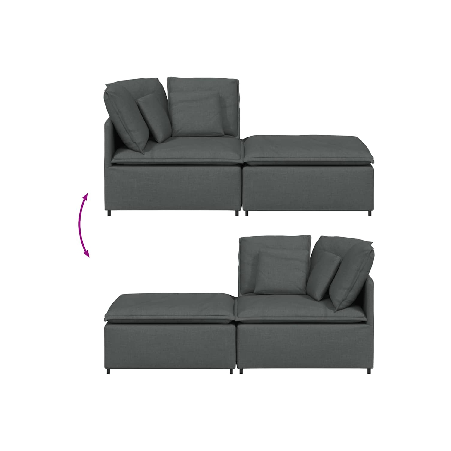 vidaXL Modular Sofa with Footstool&Cushions Fabric Dark Grey