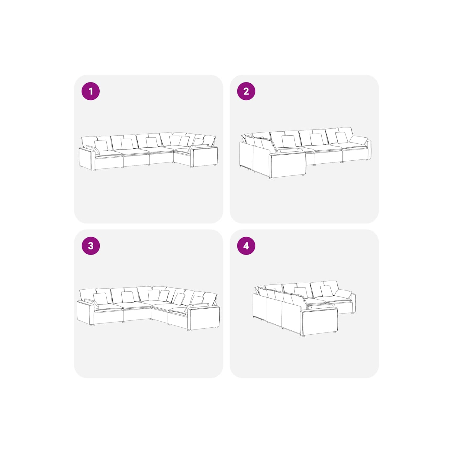 Canapé modulaire vidaXL avec coussins en velours gris foncé