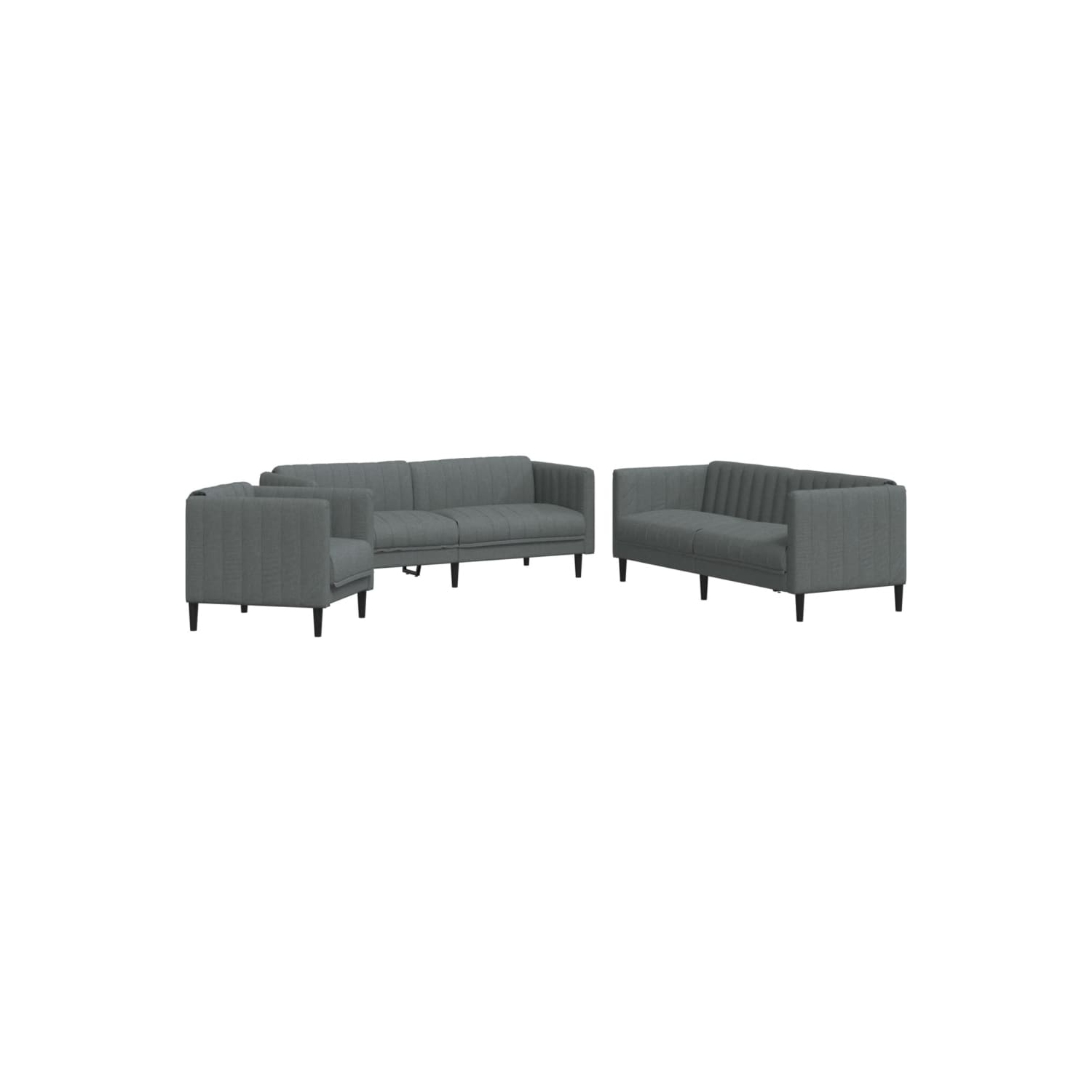 Mobilier de salon 3 pièces en tissu gris foncé vidaXL