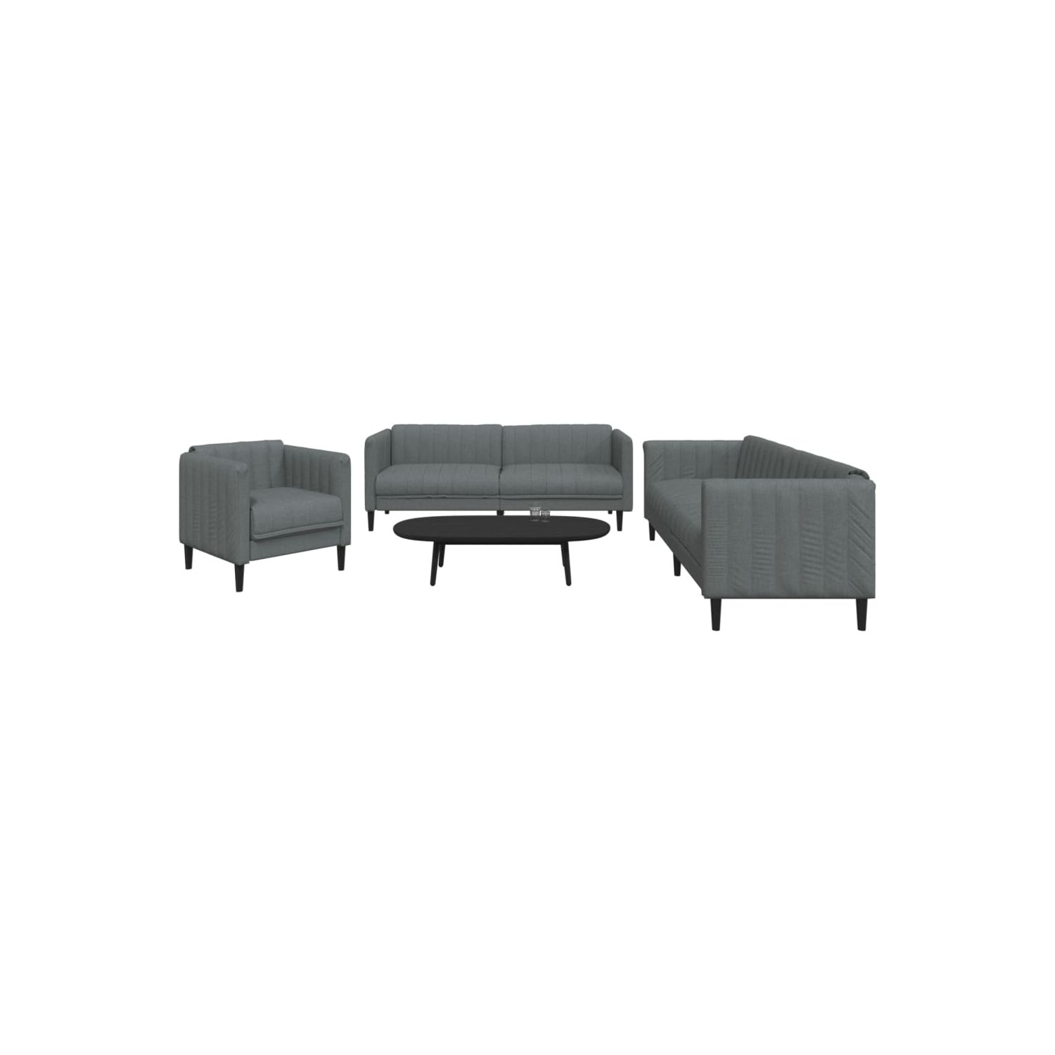 Mobilier de salon 3 pièces en tissu gris foncé vidaXL