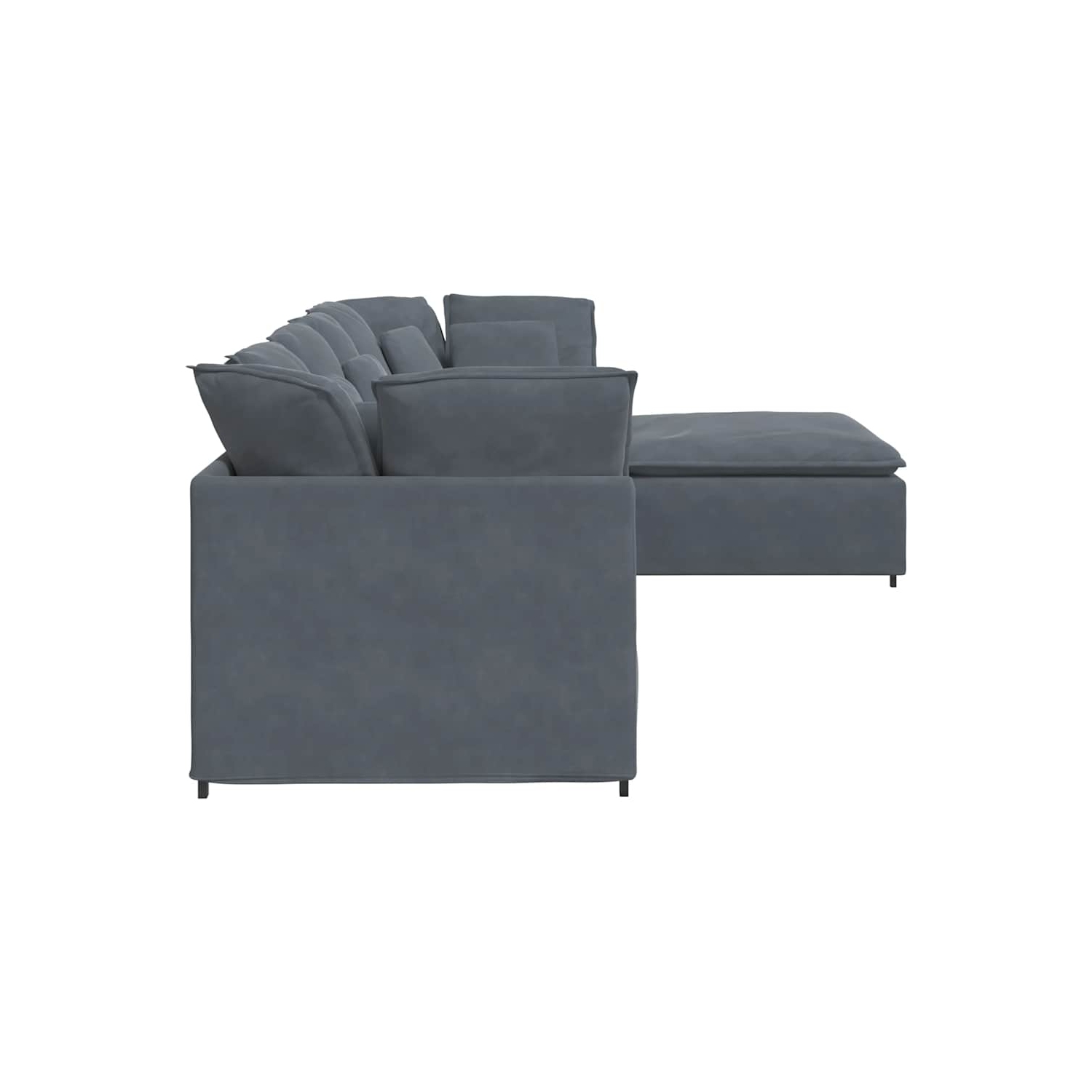 Canapé modulaire vidaXL avec repose-pieds et coussins en velours gris foncé