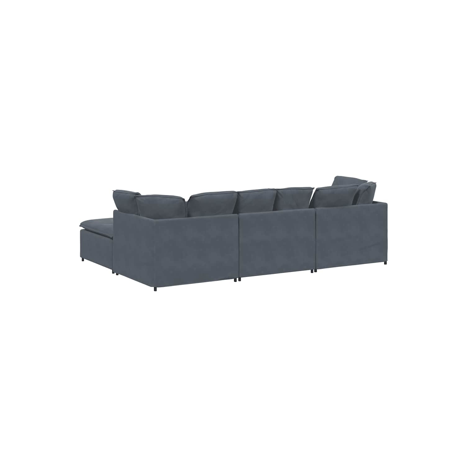 Canapé modulaire vidaXL avec repose-pieds et coussins en velours gris foncé