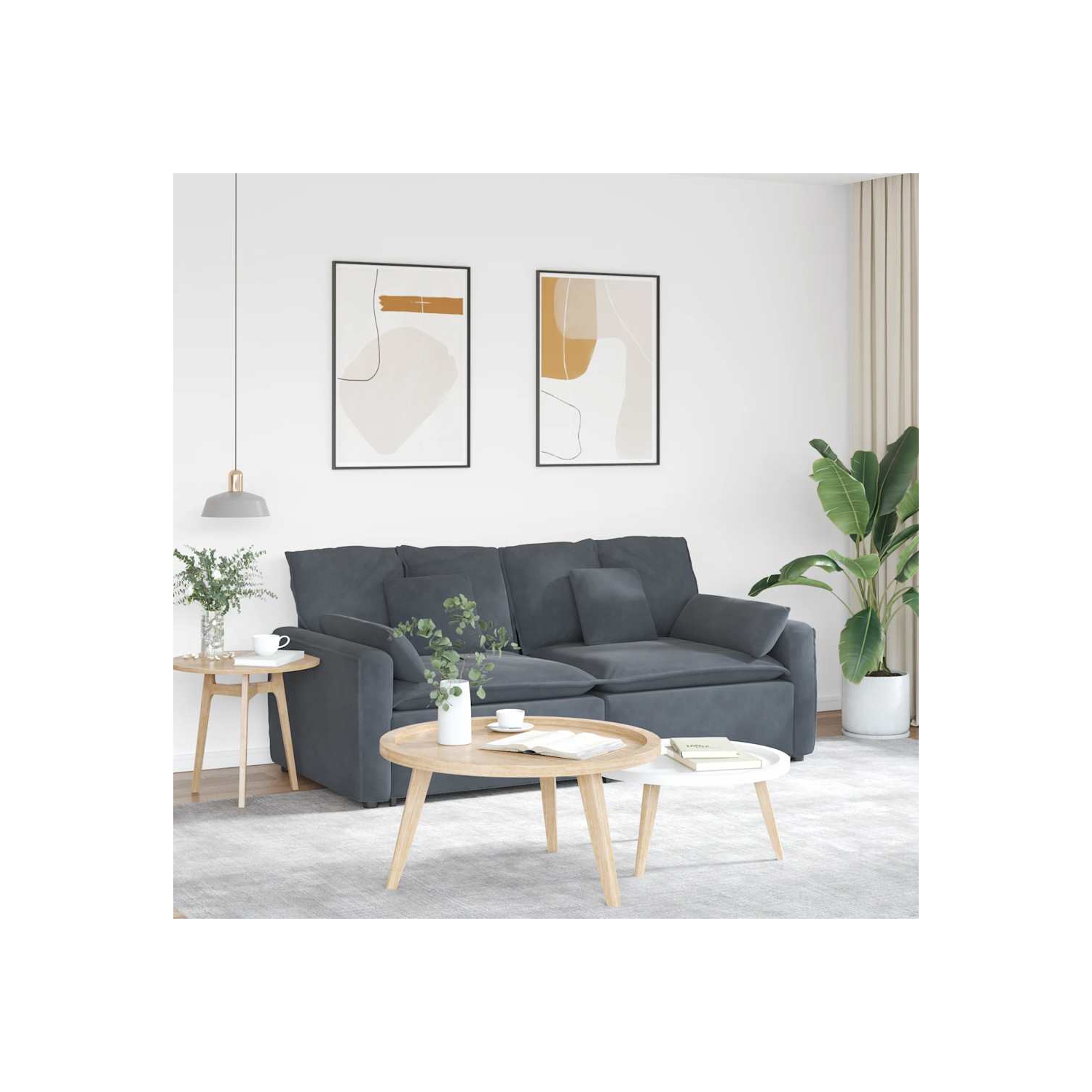 vidaXL Modular Sofa with Cushions Dark Grey