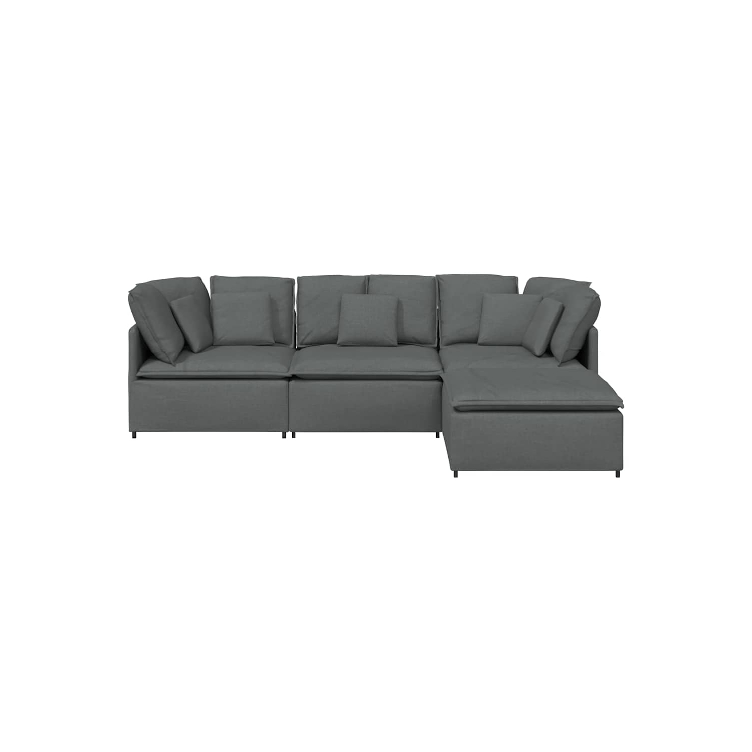 Sofa modulaire vidaXL avec repose-pieds et coussins en tissu gris foncé