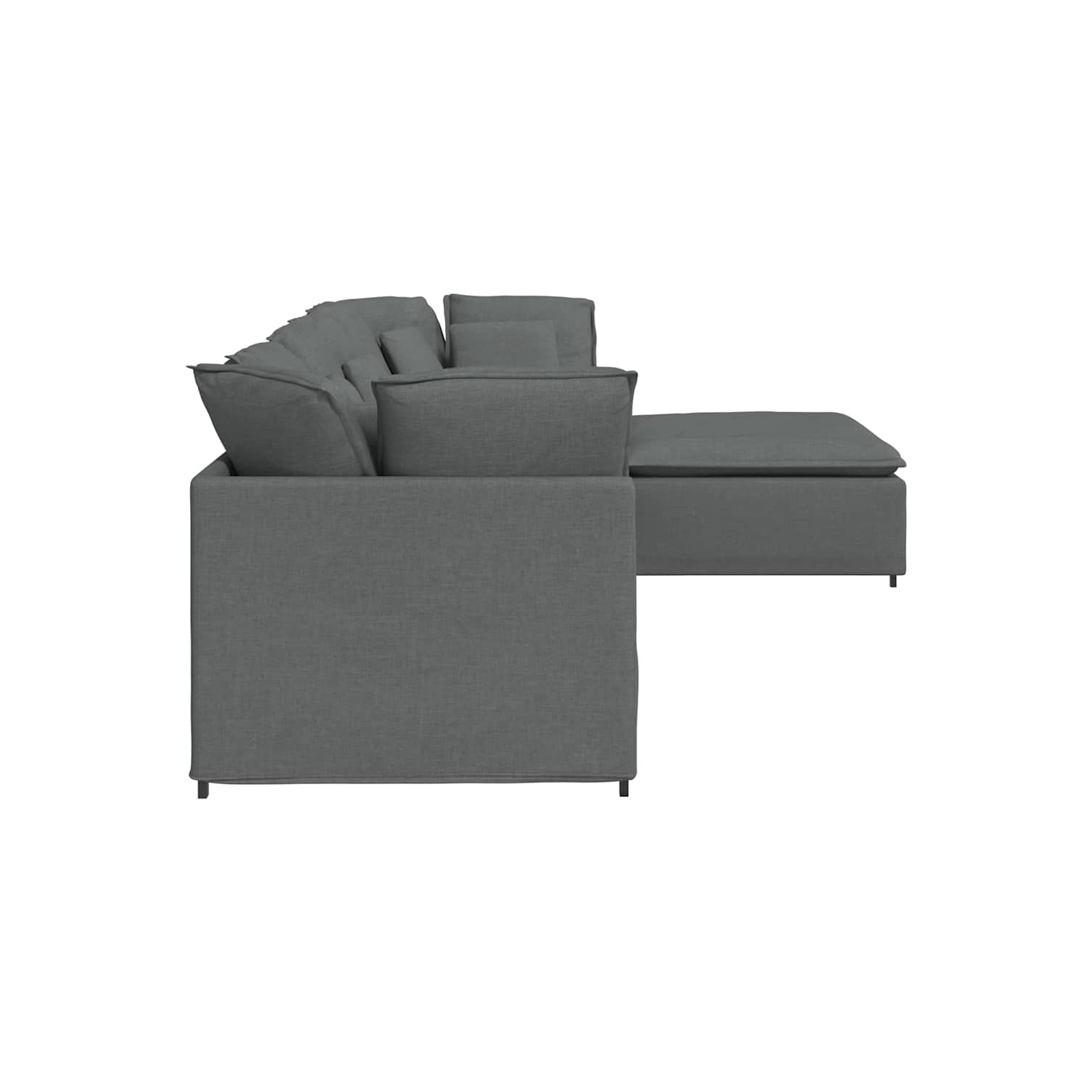 Sofa modulaire vidaXL avec repose-pieds et coussins en tissu gris foncé