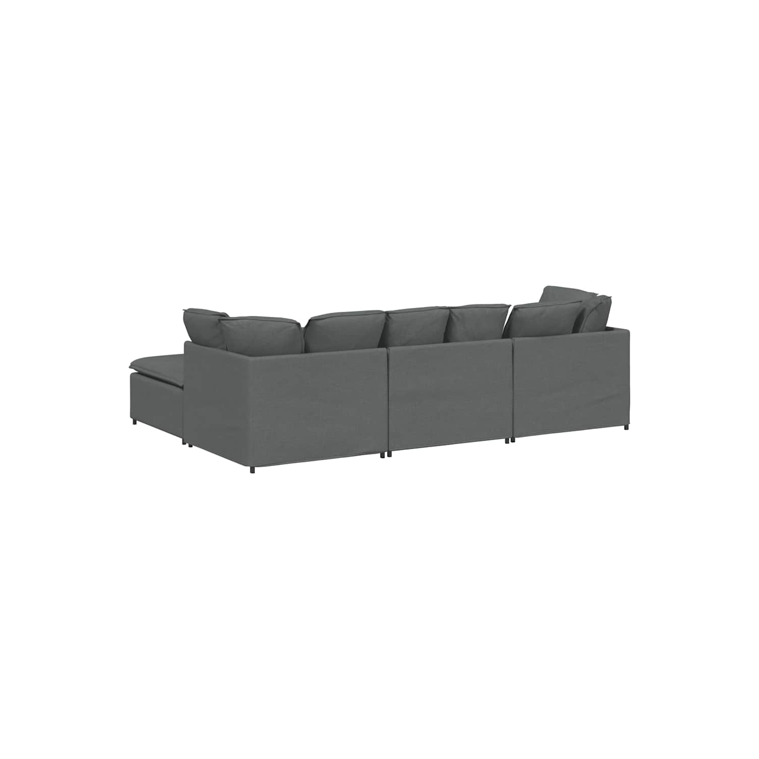 Sofa modulaire vidaXL avec repose-pieds et coussins en tissu gris foncé
