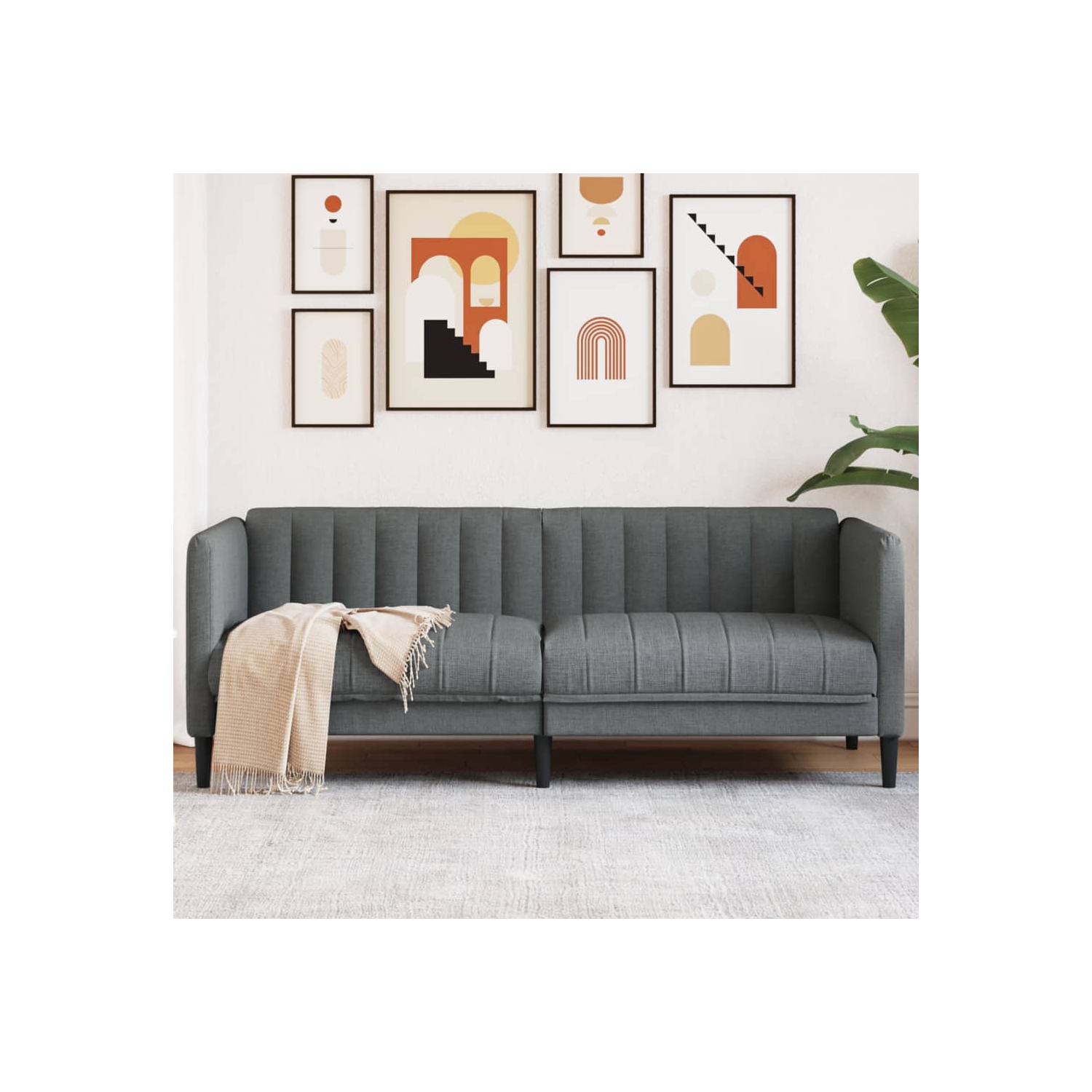 Sofa vidaXL 2 places en tissu gris foncé