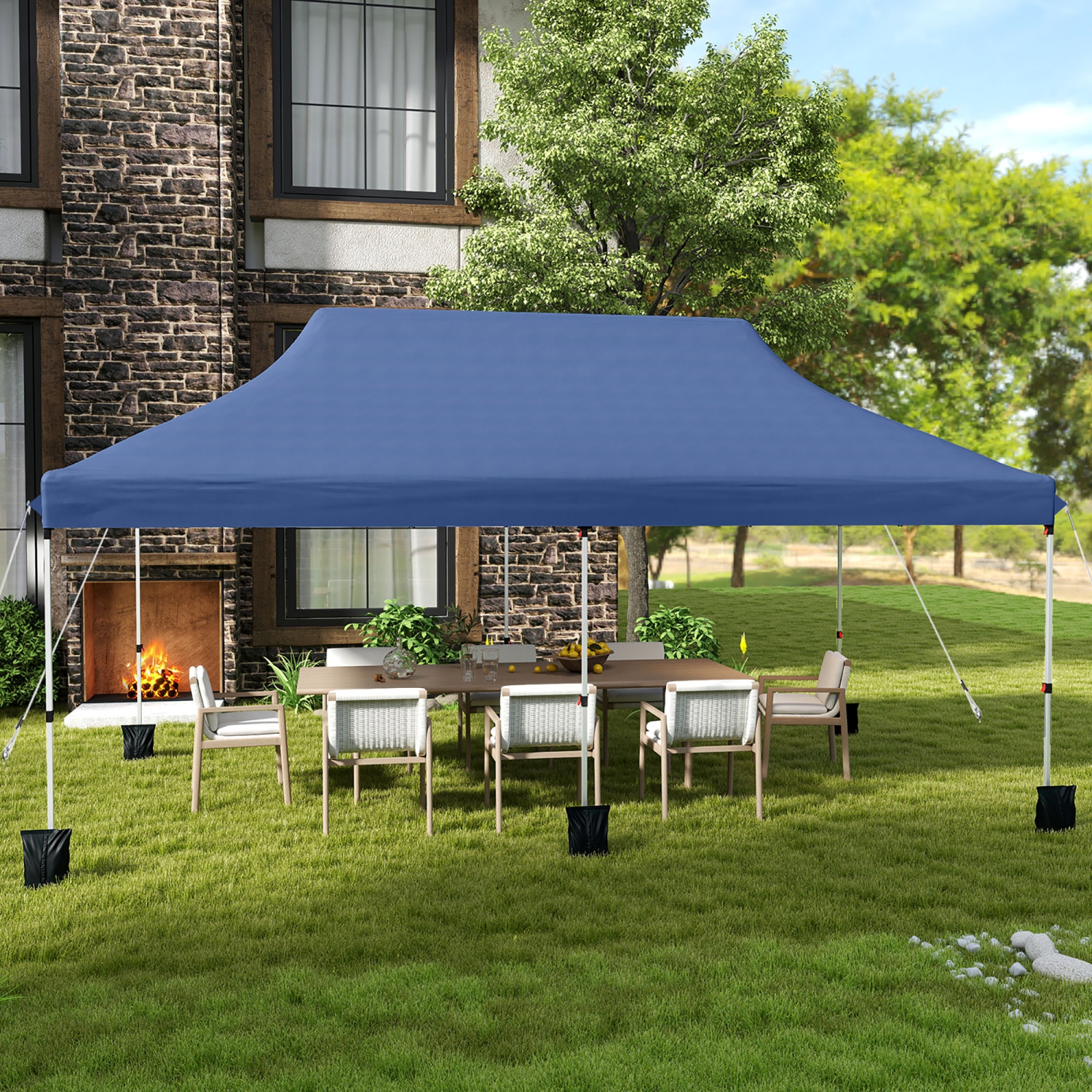 Gymax 10 x 20FT Pop-up Canopy Tent Folding Instant Sun Shelter w/ 3 Adjustable Heights