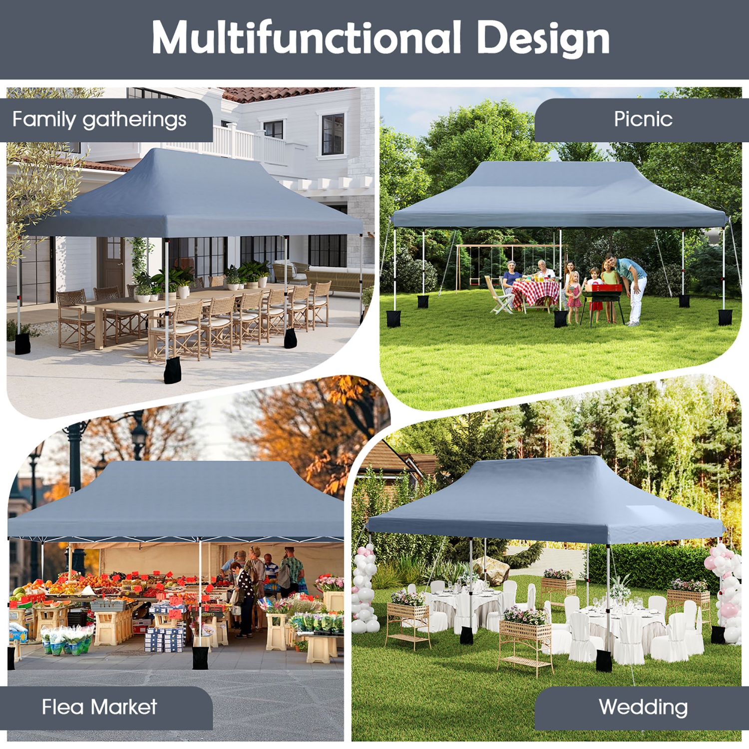 Gymax 10 x 20FT Pop-up Canopy Tent Folding Instant Sun Shelter w/ 3 Adjustable Heights