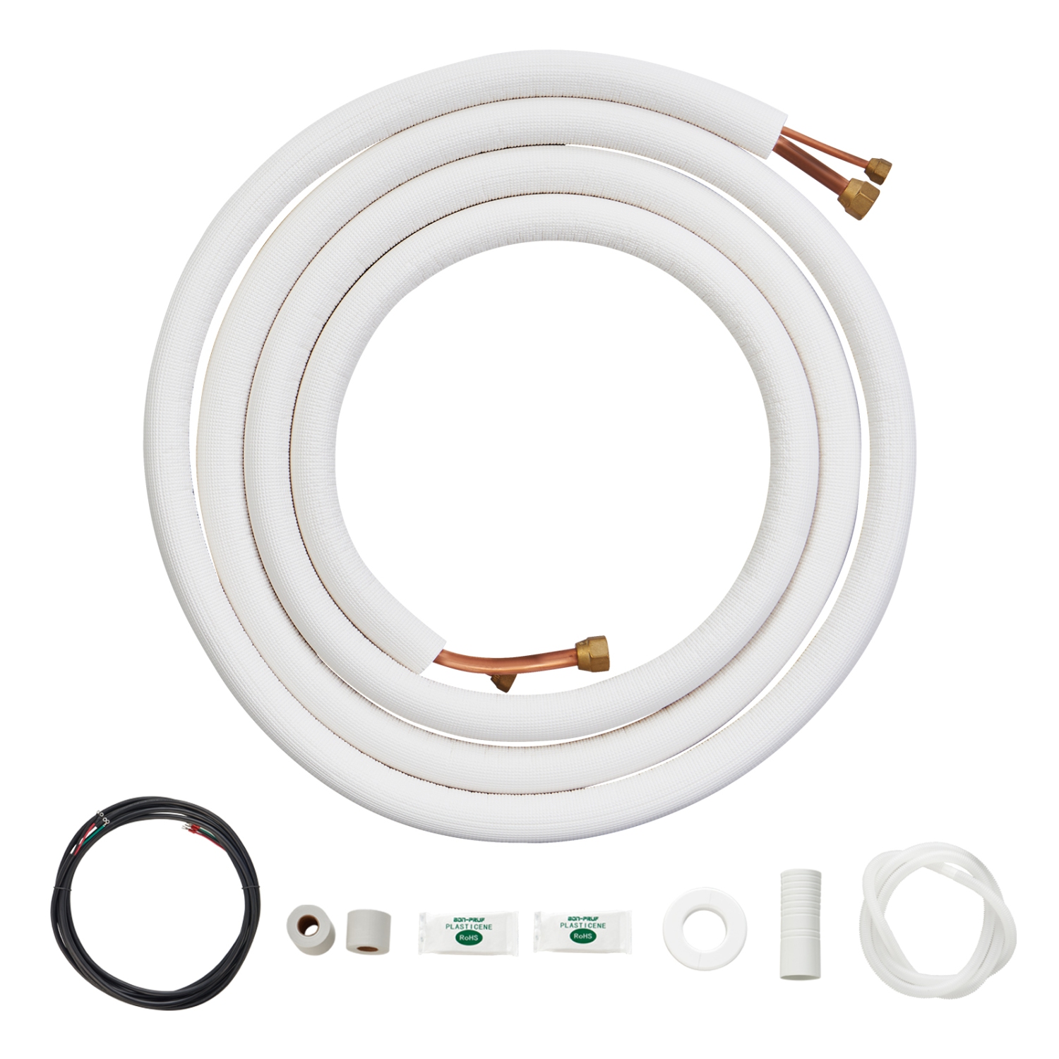 VEVOR 16FT Mini Split Line Set, 1/4" & 1/2" O.D Copper Pipes Tubing and Triple-Layer Insulation, for Air Conditioning or Heating Pump Equipment & HVAC