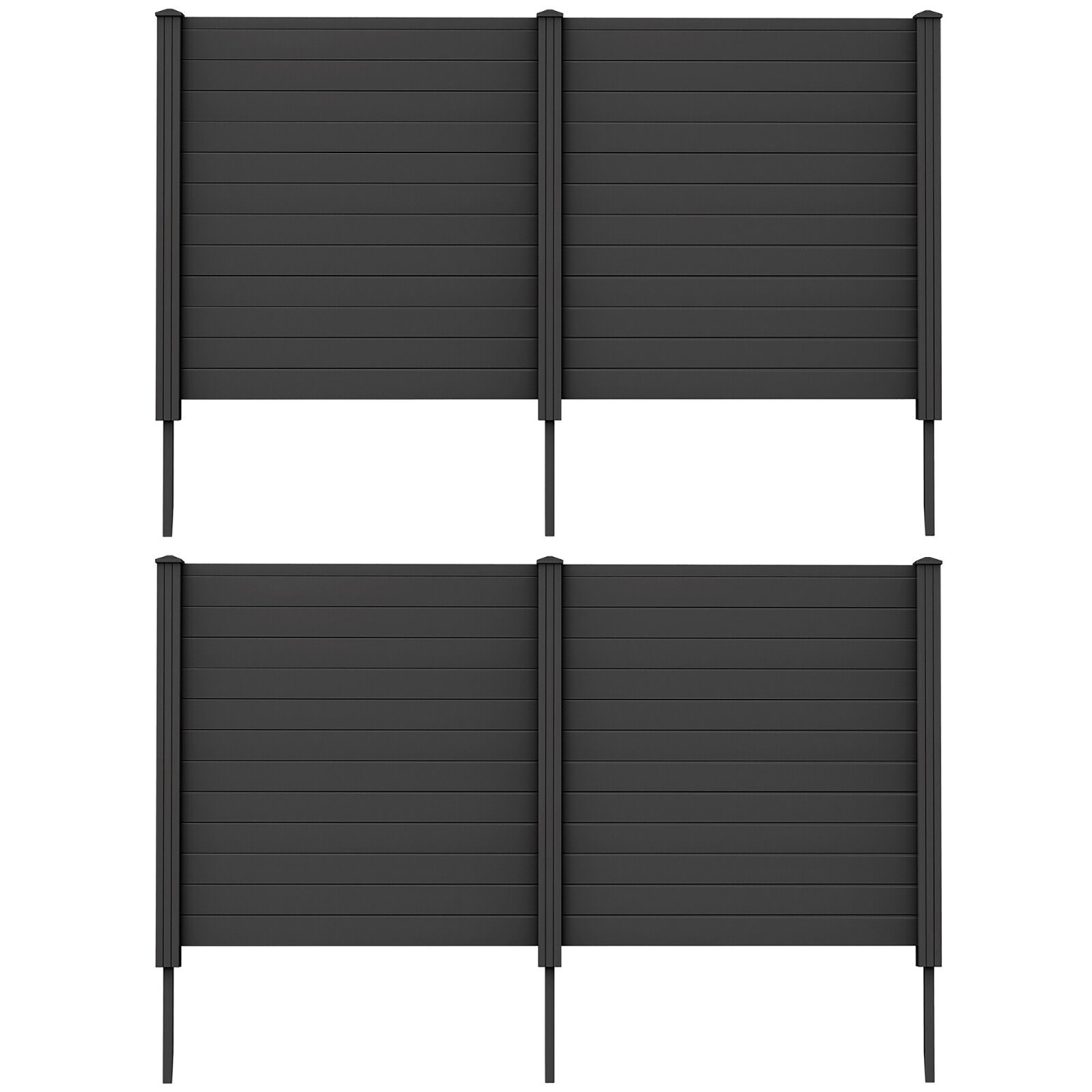 Gymax 2 PCS Outdoor PVC Privacy Panels 2-Pack Picket Fence W/ 3 Cuspidal Foot Stakes