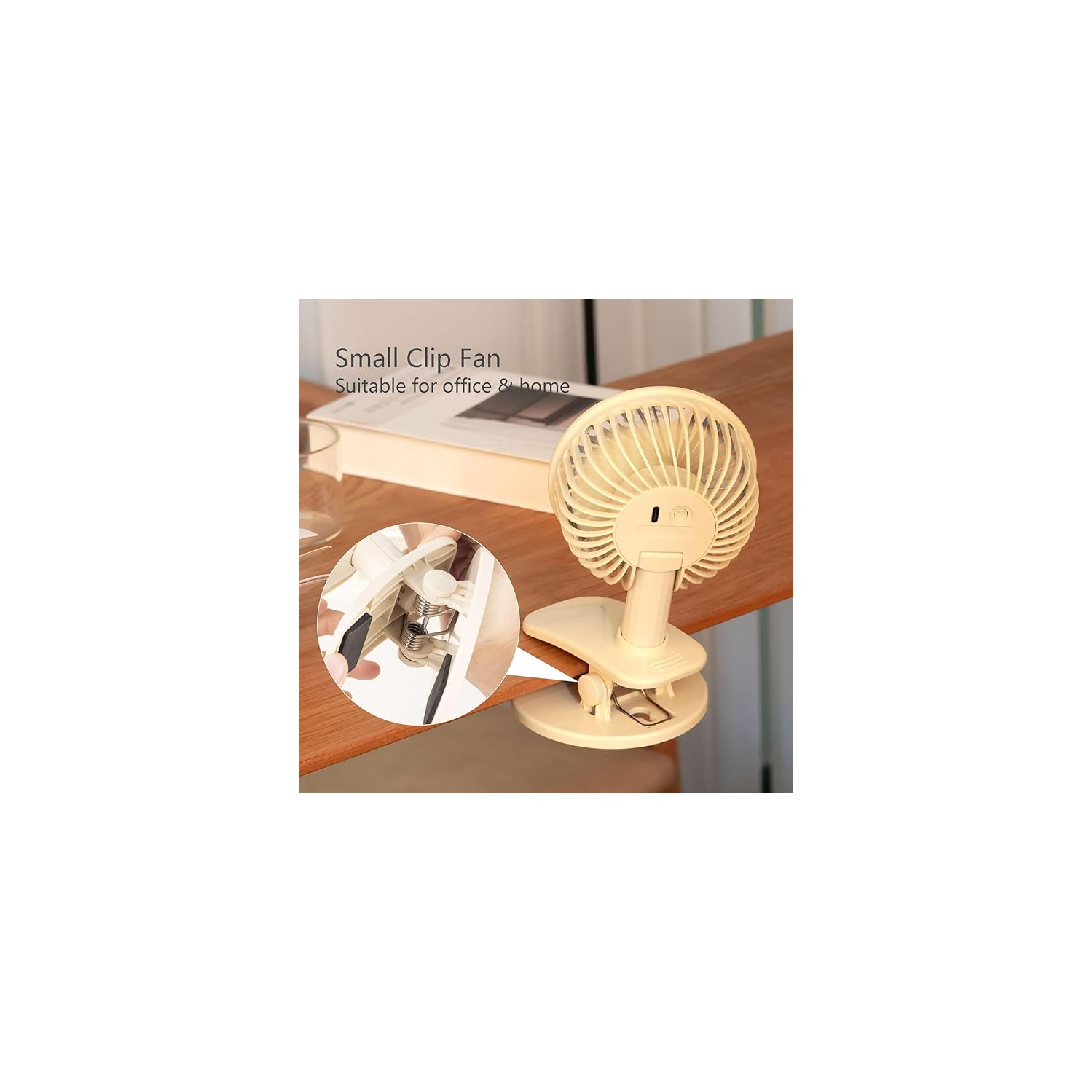 YOULIGHTS Ultra Quiet Small Fan with Sturdy Clamp and Night Light, Portable Table Fan, 4-Speed Powerful Airflow for Office Desktop Travel(Green)